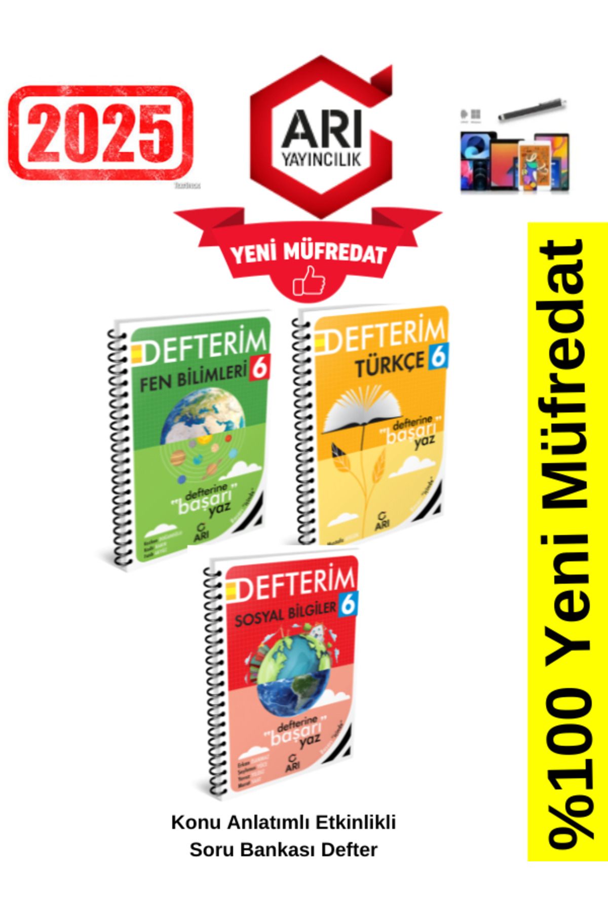 Arı Yayıncılık 2024-2025 Müfredat 6.Sınıf Fen-Türkçe-Sosyal Konu Anlatımlı Etkinlik Defter+Kalem