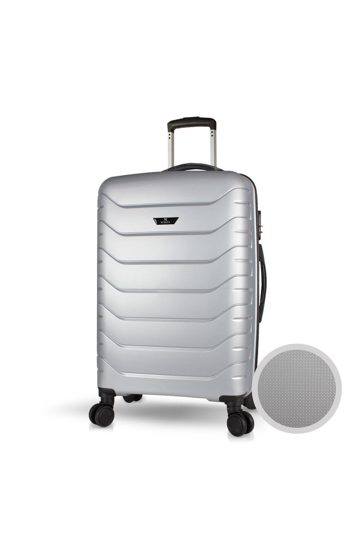 Solid PP Polypropylene Unbreakable Medium Silver Gray Suitcase