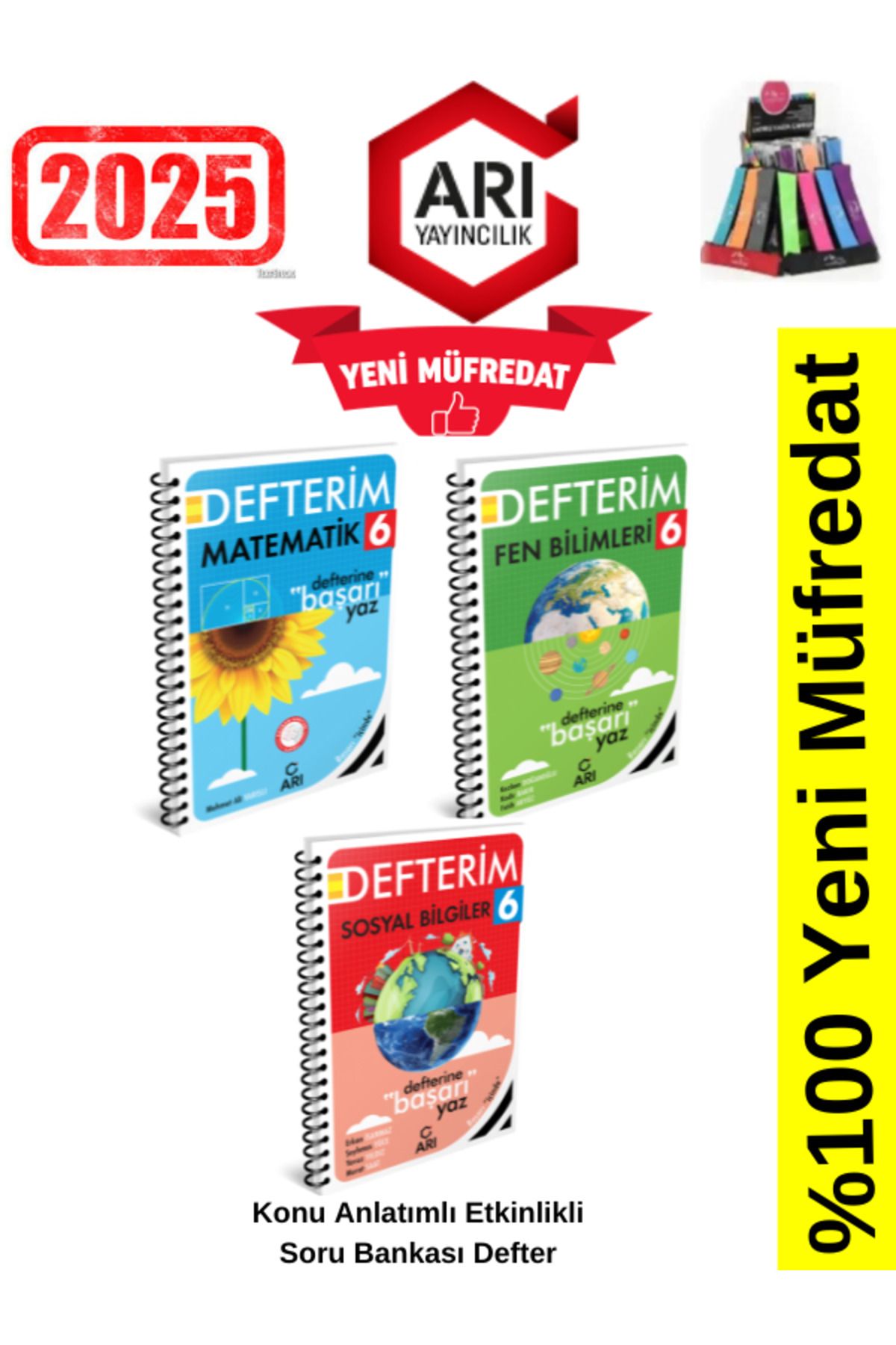 Arı Yayıncılık 2024-2025 Müfredat 6.Sınıf Matematik-Fen-Sosyal Konu Anlatımlı Etkinlik Defter+Kalemlik