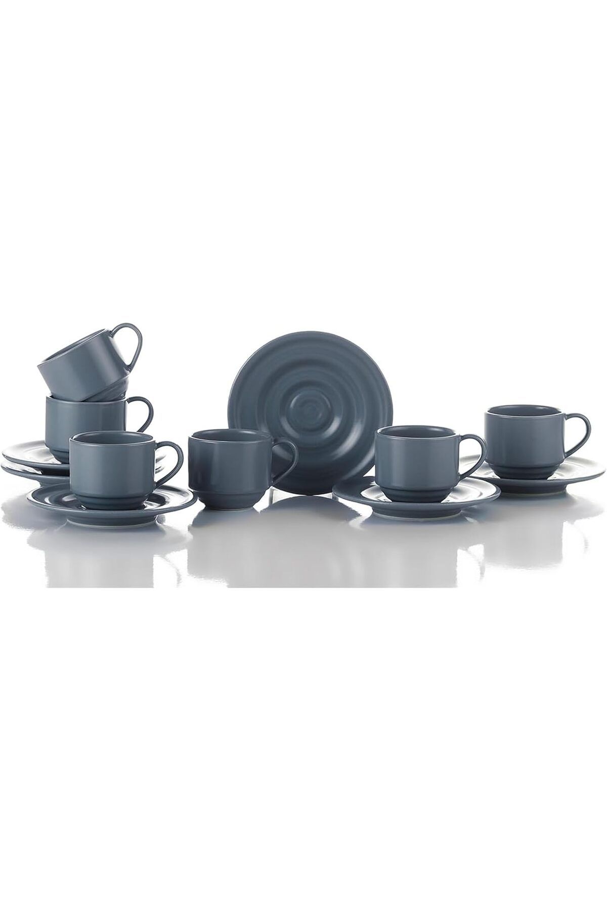 STOREMAX ysstorex Porselen New Tuvana 6 Kişilik 12 Parça Kahve Takımı Gri, Standart, 82 ml StarColxlectio