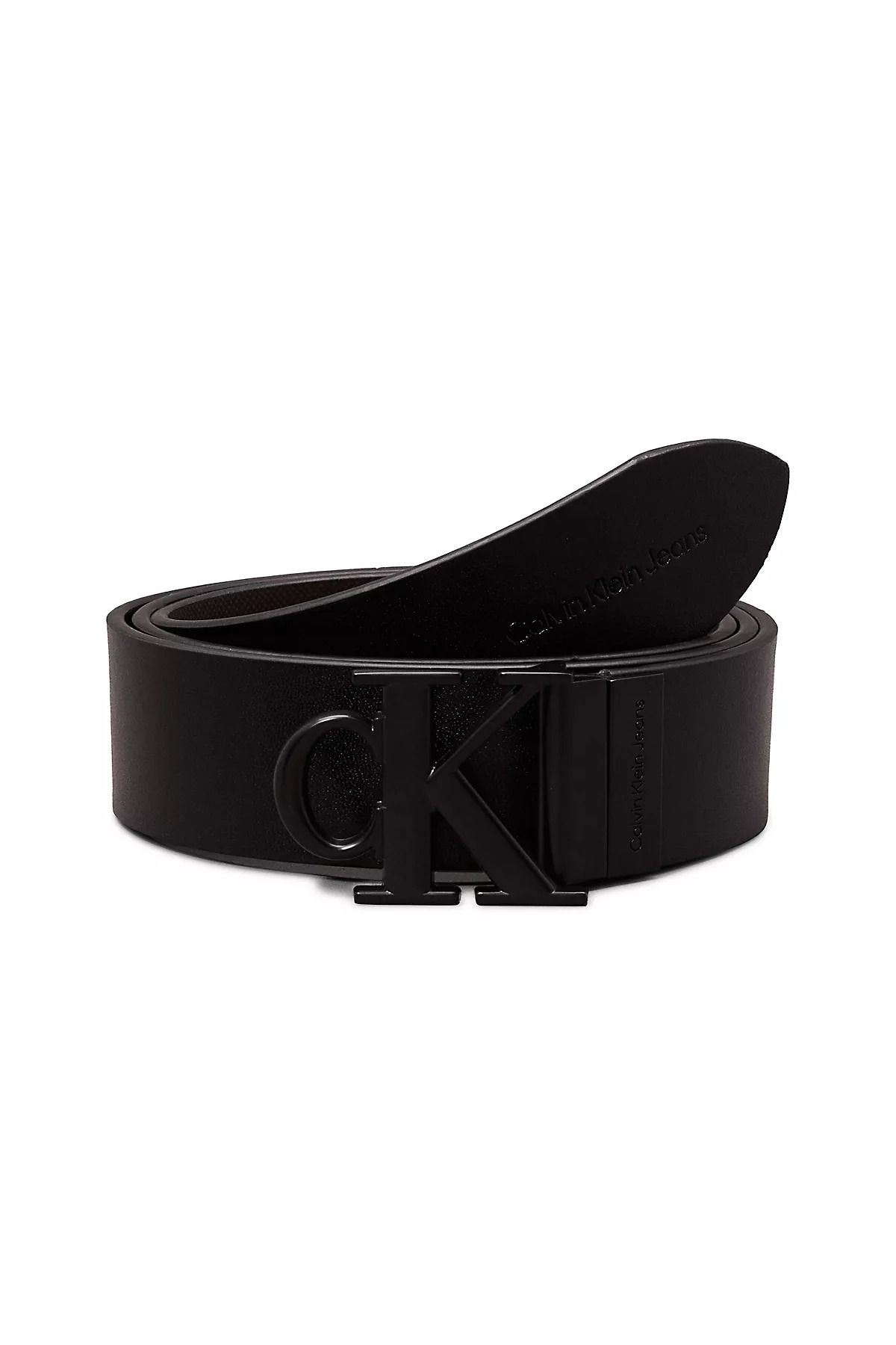 Calvin Klein-حزام جلد أسود منقوش قابل للتعديل للرجال K50K 512069 -01C 1