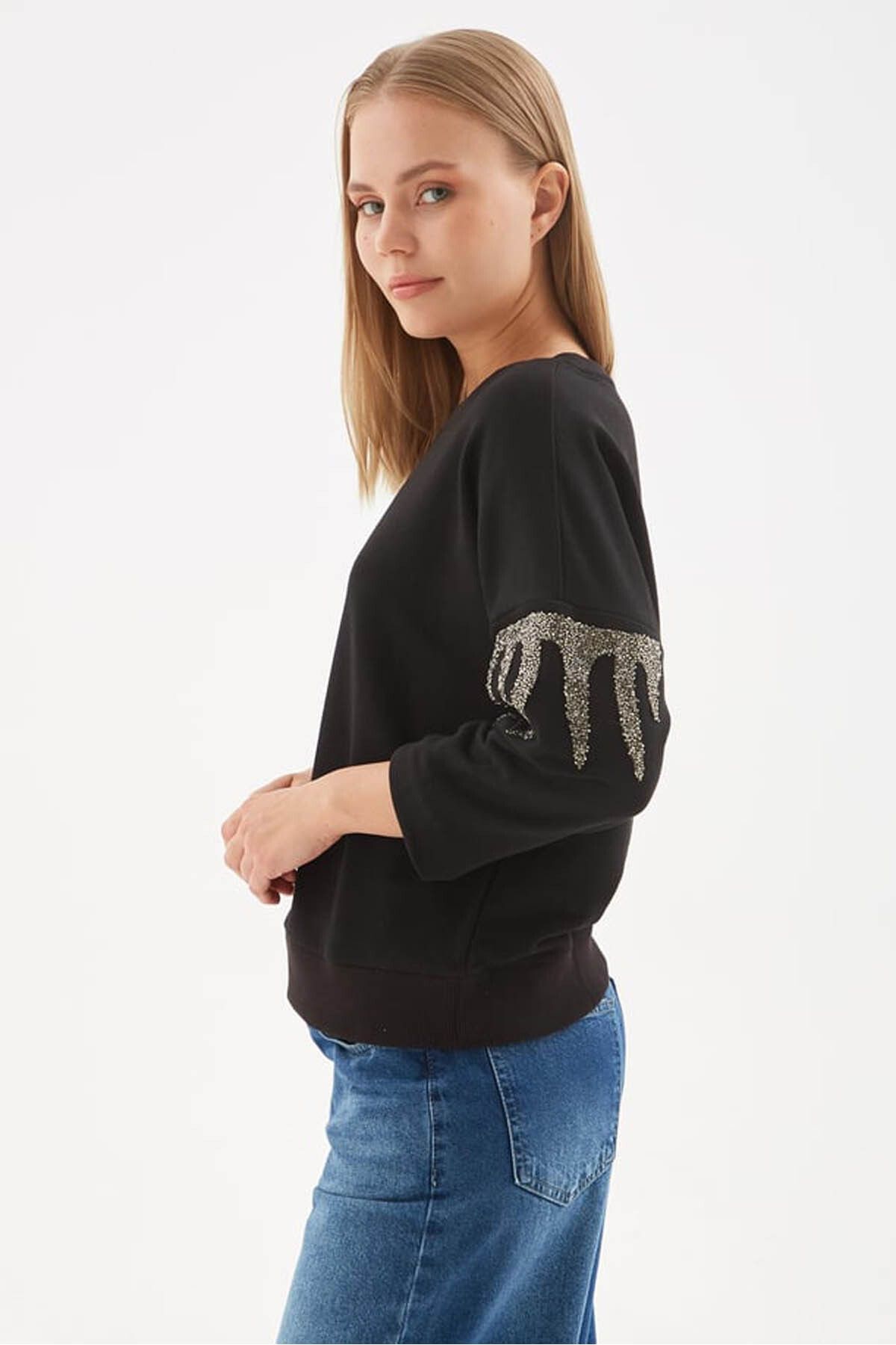 Fashion Friends-Siyah Kadın Sweatshirt 24k0101k1 2