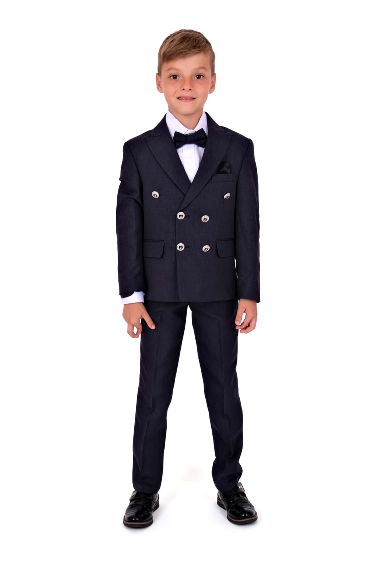 Mnk Baby&Kids Double-Breasted Italian Cut Montero Boys' Suit Mnk5689 Dark Blue