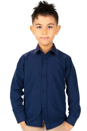 Mnk Baby&Kids Düz Renk Erkek Çocuk Gömlek MNK0575 LACİVERT