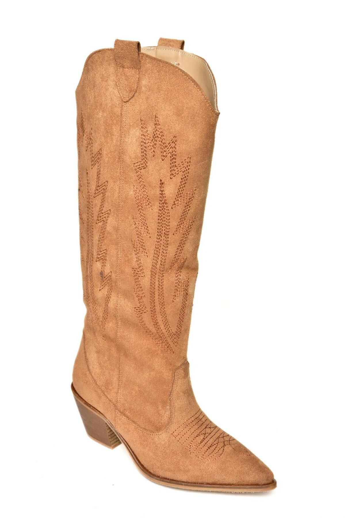 Fox Shoes-T 267765202   Tan Suede Cowboy Model Women's Boots 8