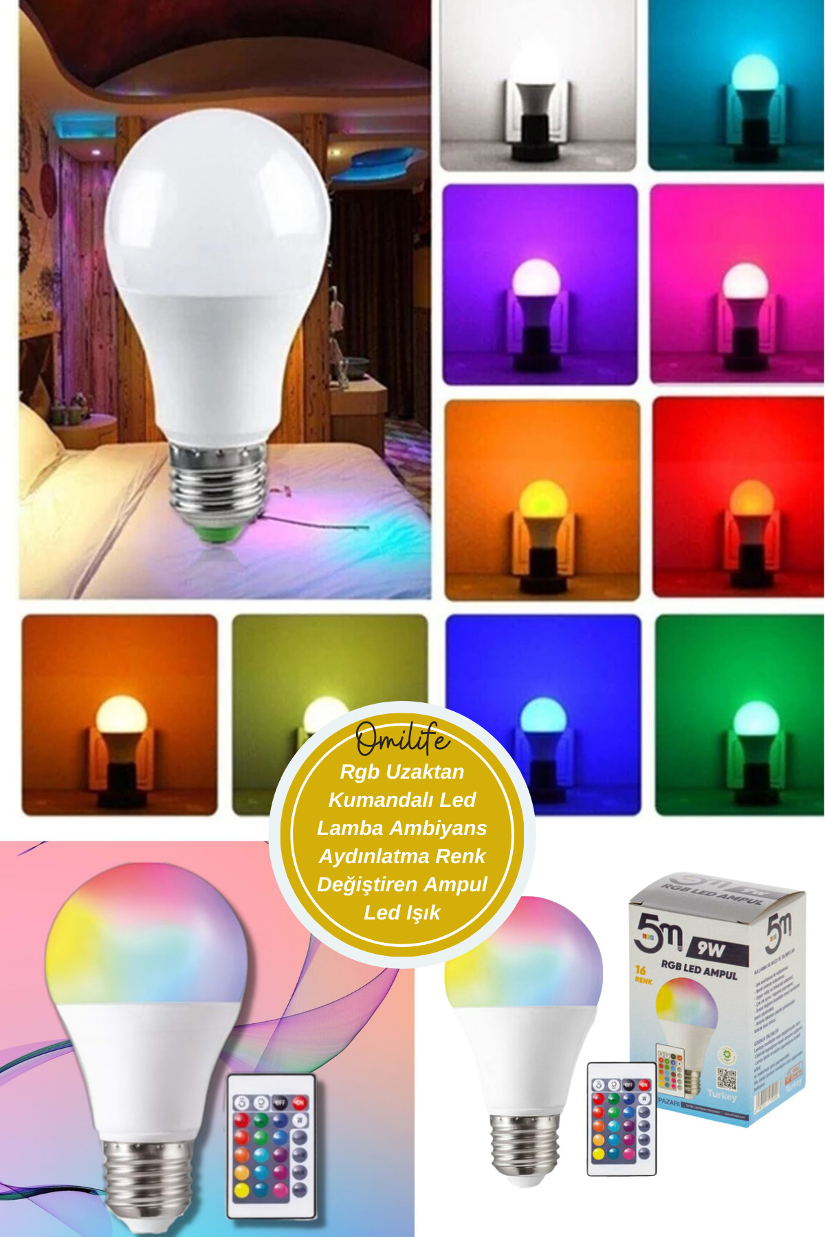 omilife Rgb Uzaktan Kumandalı Led Lamba Ambiyans Aydınlatma Renk ...