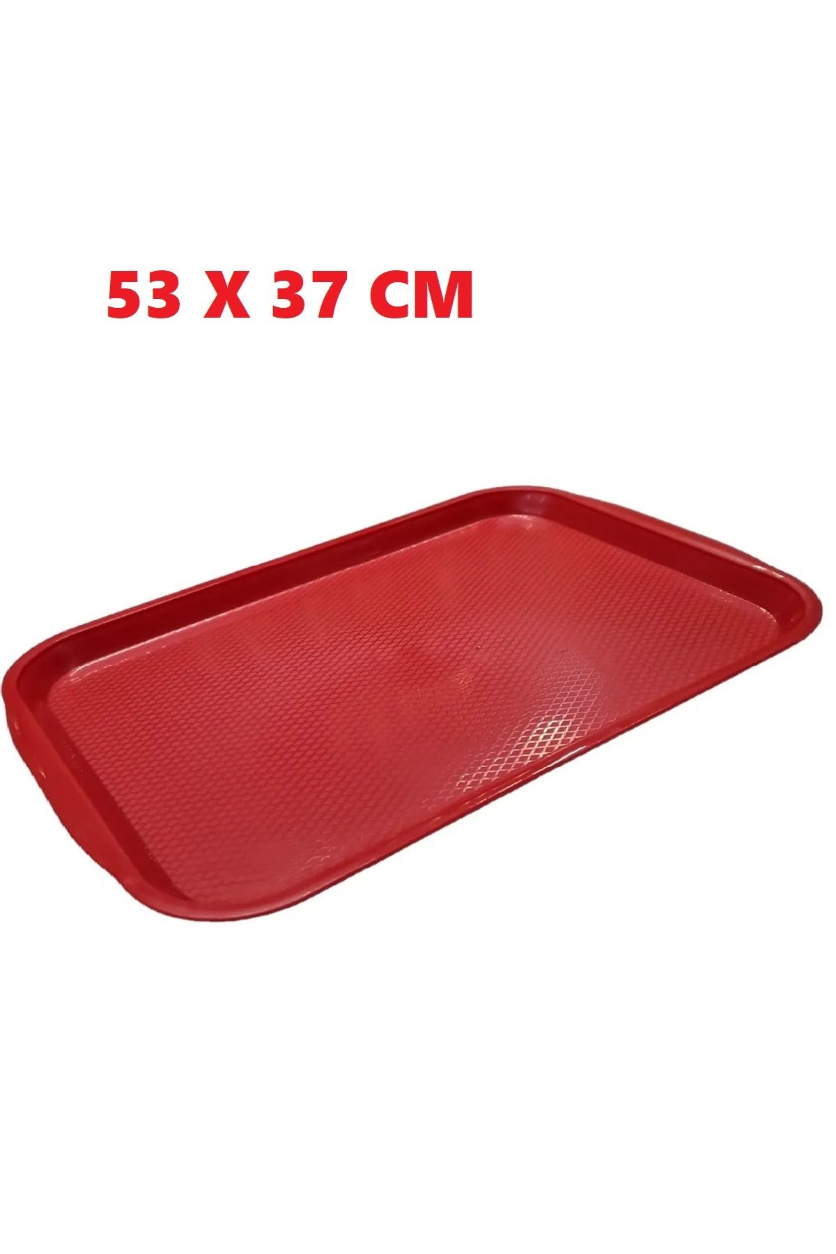 Albayrak Büyük Boy Kırmızı Plastik Servis Tepsisi Kırılmaz Lokanta Büfe Fast Food Kullanım ( 53 x37 Cm)