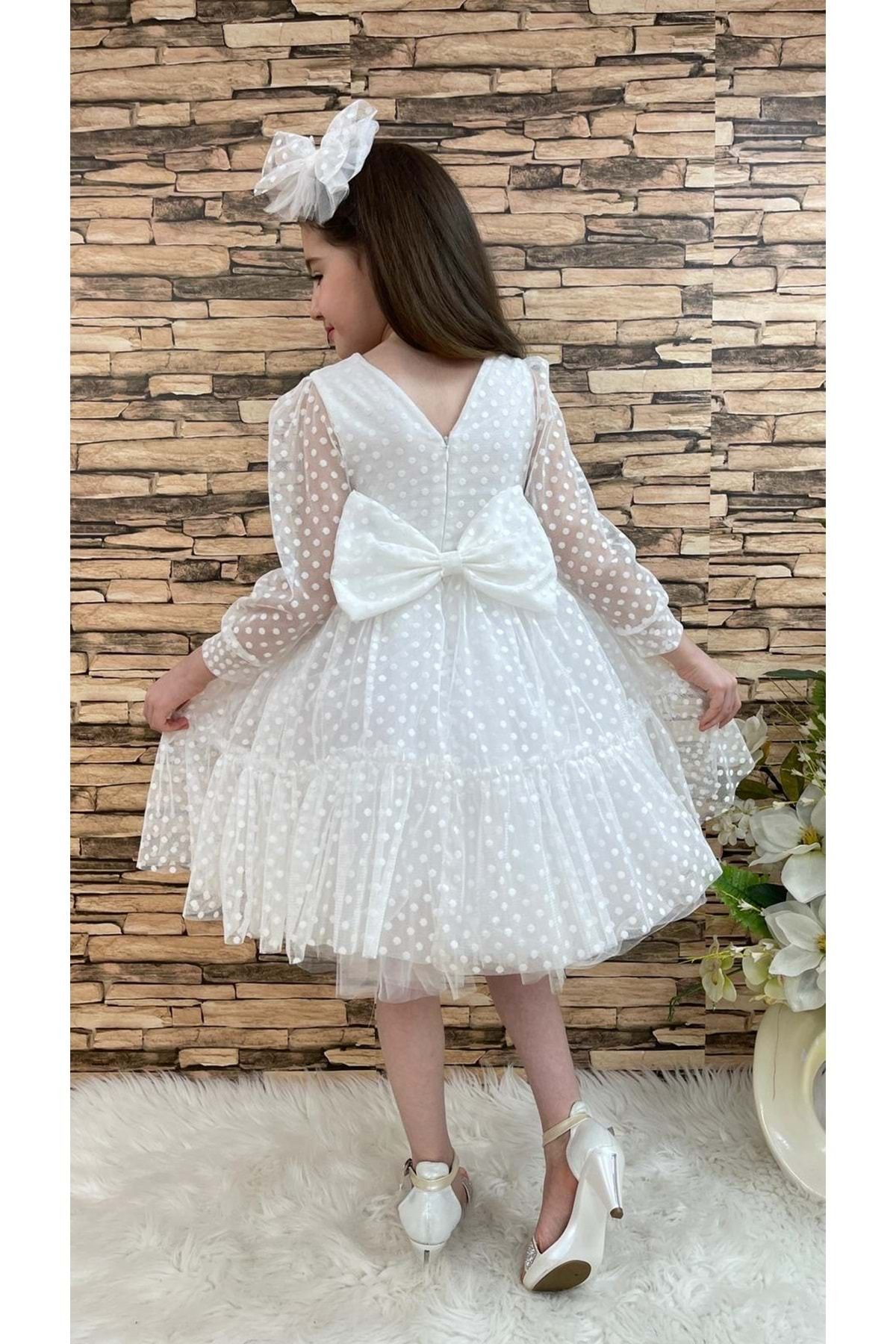 Mnk-White Lace Buckle Katkat Princess Girl's Dress - 0306 2