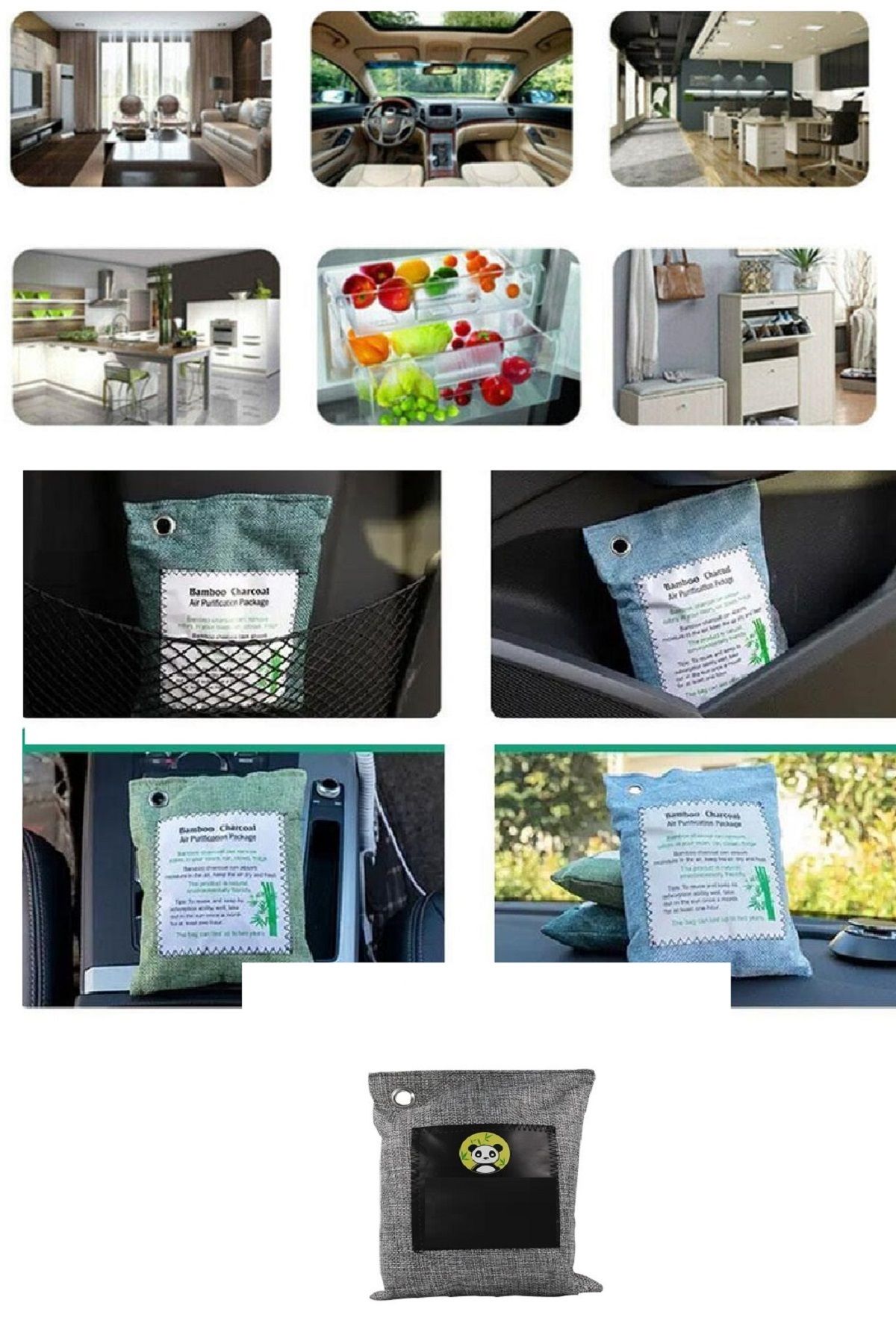 Albayrak Hava Temizleme Torbası 200g Araba- Dolap- Banyo- Evcil Hayvan Koku Giderici- Bambu Kömür Koku Emici
