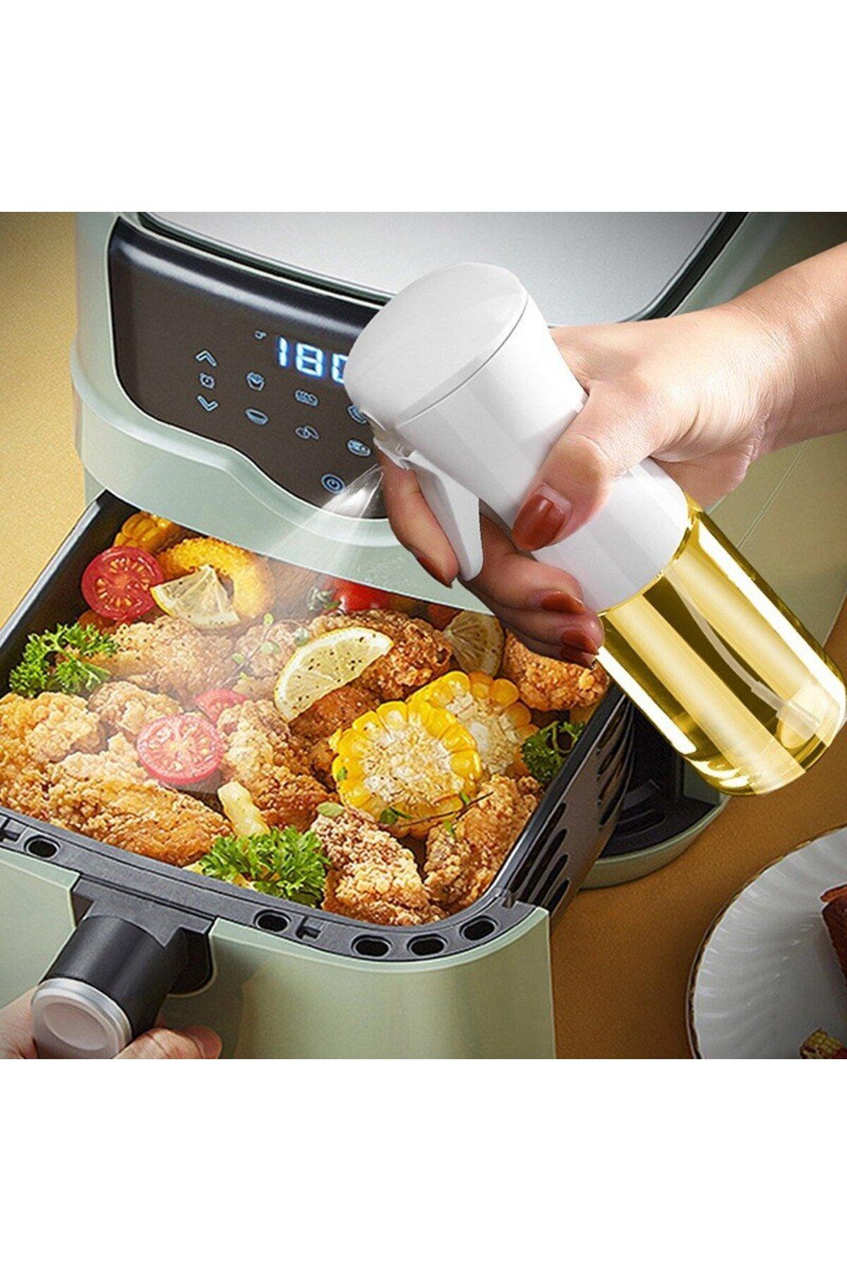 Albayrak 210 ML Tetikli Sprey Cam Yağ Limon Sos Spreyi Yağ Şişesi Airfryer- Tava Yağdanlık