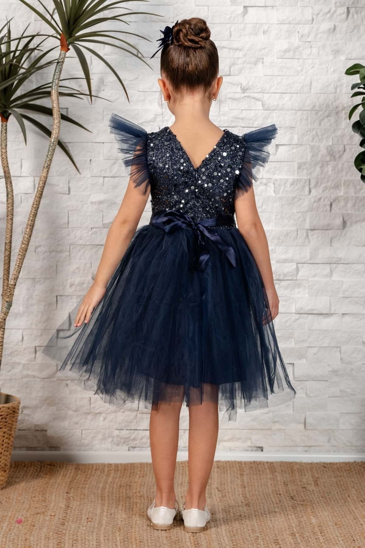 Mnk Baby&Kids Tüllü Kız Çocuk KPL Elbise MNK0526 LACİVERT fotoğrafı 2 (önizleme)