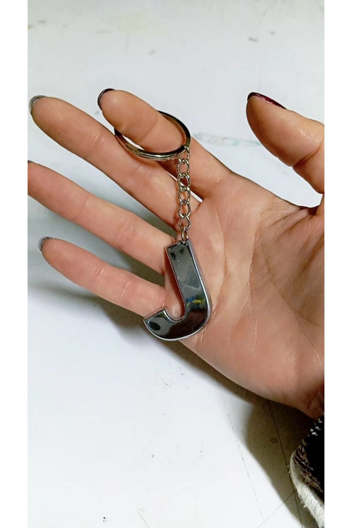 Albayrak J Harfi Plastik Krom Kaplama Anahtarlık- Harf Çanta Süsü