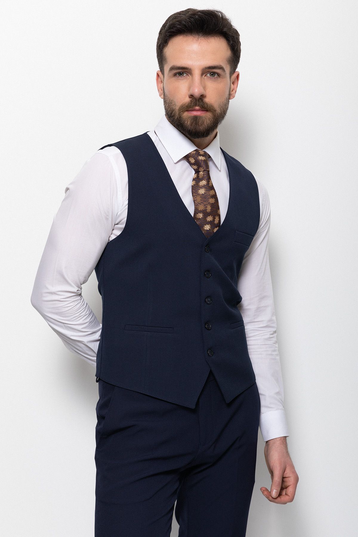 Mcr-Plain Navy Blue Color Slim Fit Classic Men's Vest 4