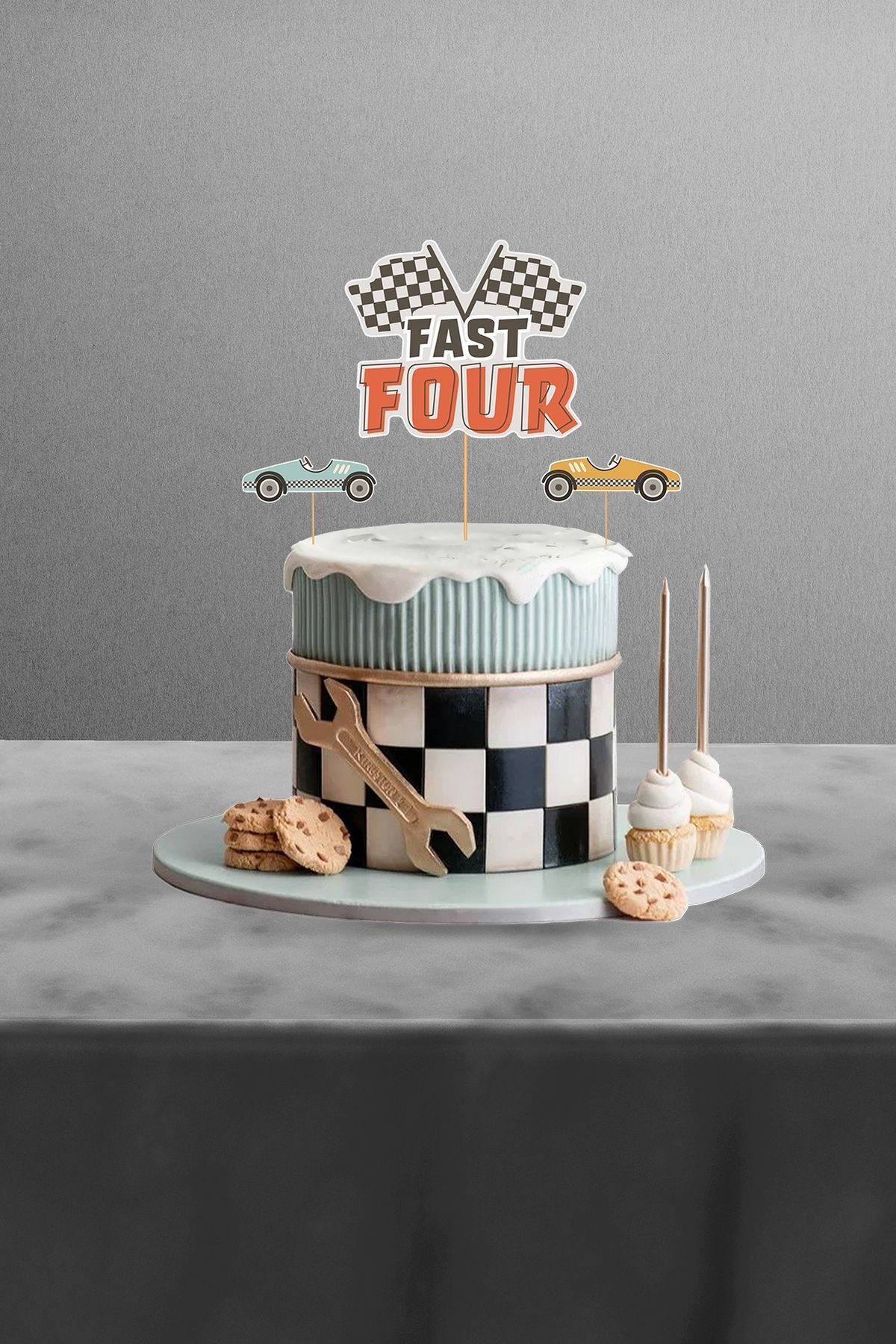 Hey Parti-Fast Four Retro Car Themed 4 Year Old Birthday Party Set - Midi 4