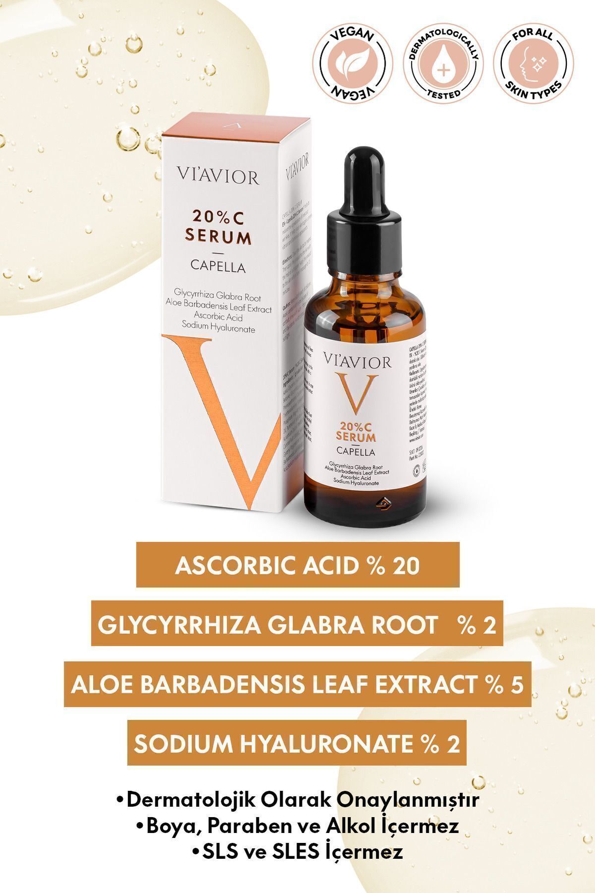 C Vitamini Cilt Serumu Capella Vegan Aydınlatıcı Ton Eşitleyici Leke Karşıtı 30ml Viavior — 1000008 — تصویر 3 از 5