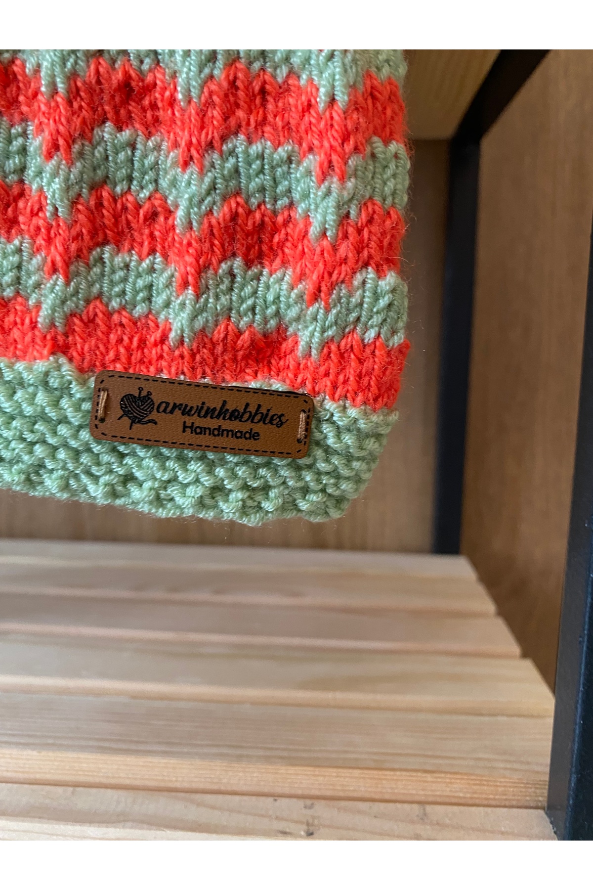 Handmade Yeşil-Turuncu Çizgili Erkek Çocuk Yelek 0-6 Ay fotoğrafı 2 (önizleme)