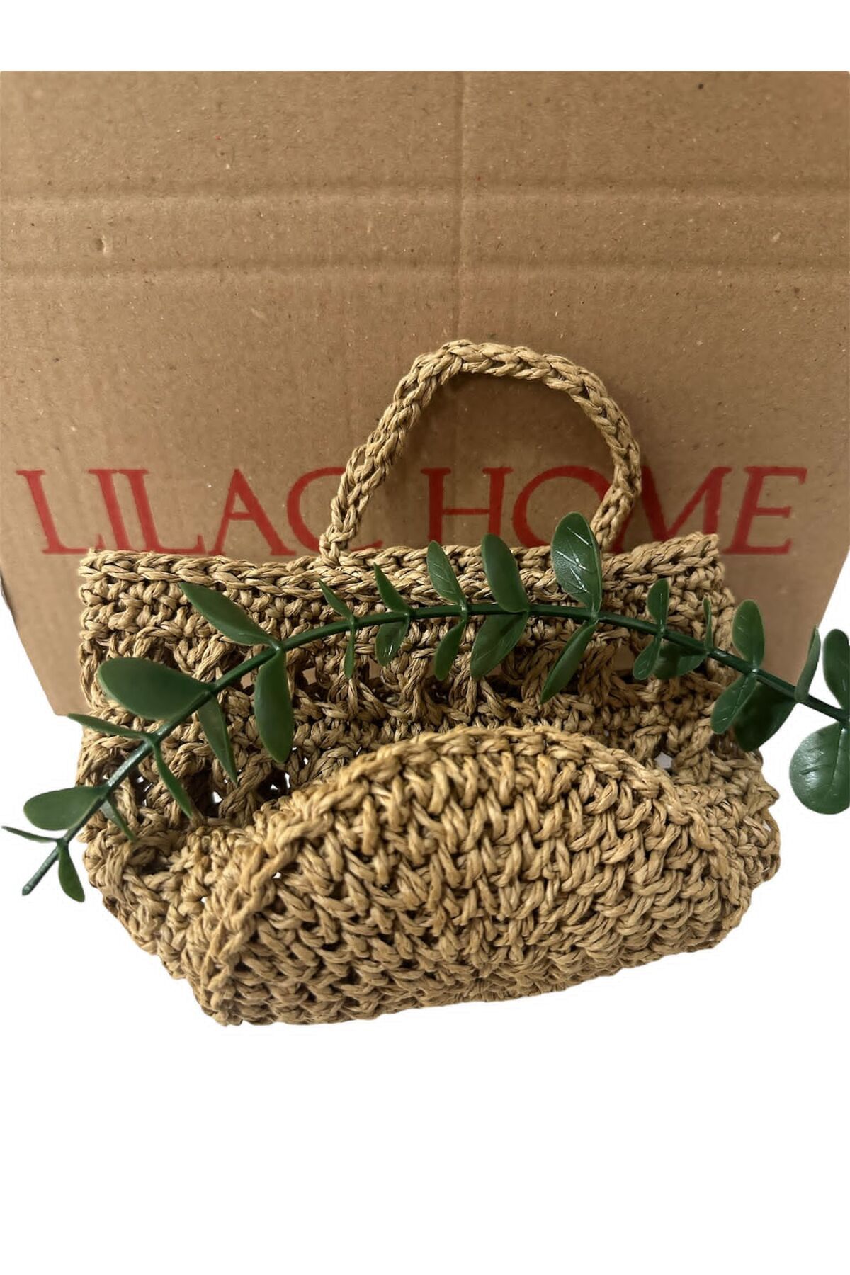 Lilac Home Handmade Kağıt Iplikten Yapay Çiçek Dalı Detaylı Asılabilir Örme Saksılık