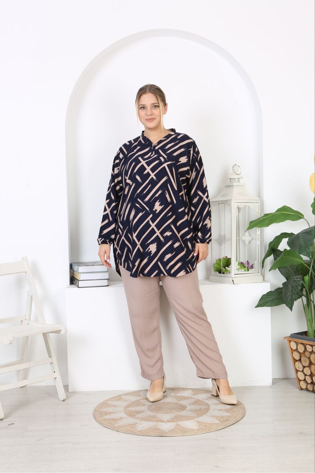 Genel Markalar  Mevsimlik tunik pamuklu yumuşak belmando rahat kumaş dokuma tunik - Görsel 5