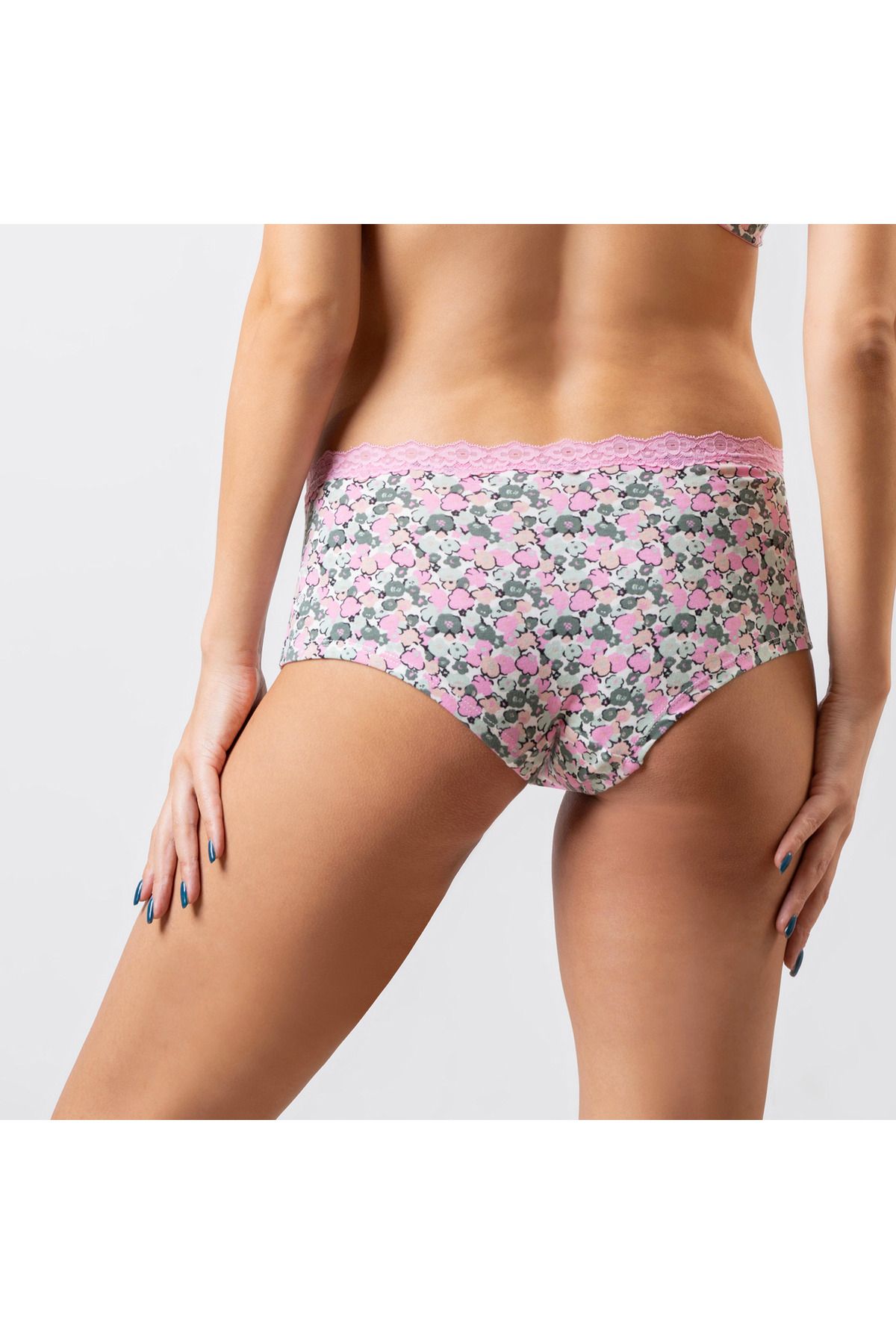 Aadaraya-All-Over Print Boyshorts Briefs with Lace Detail 4