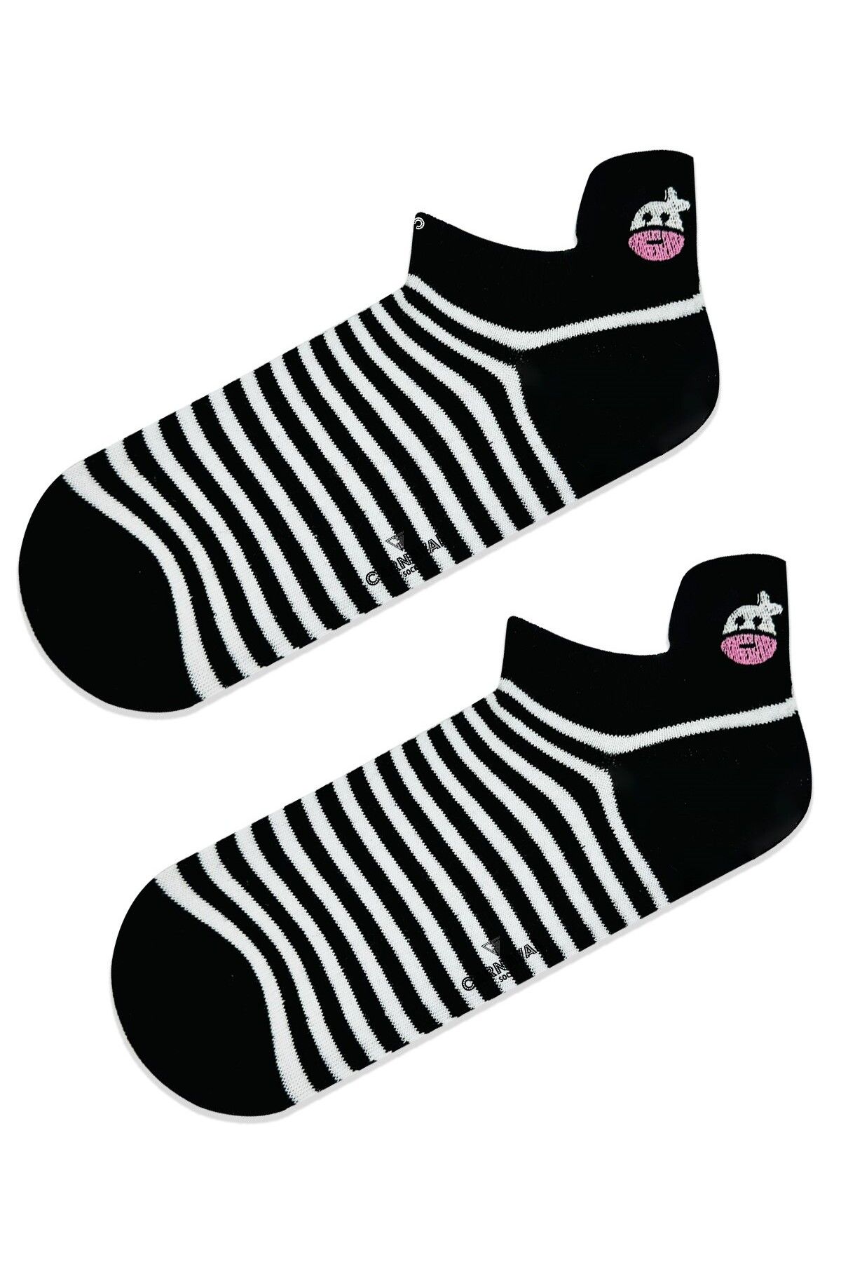 CARNAVAL SOCKS İnce Çember Desenli İnek Nakışlı Patik Spor Çorap