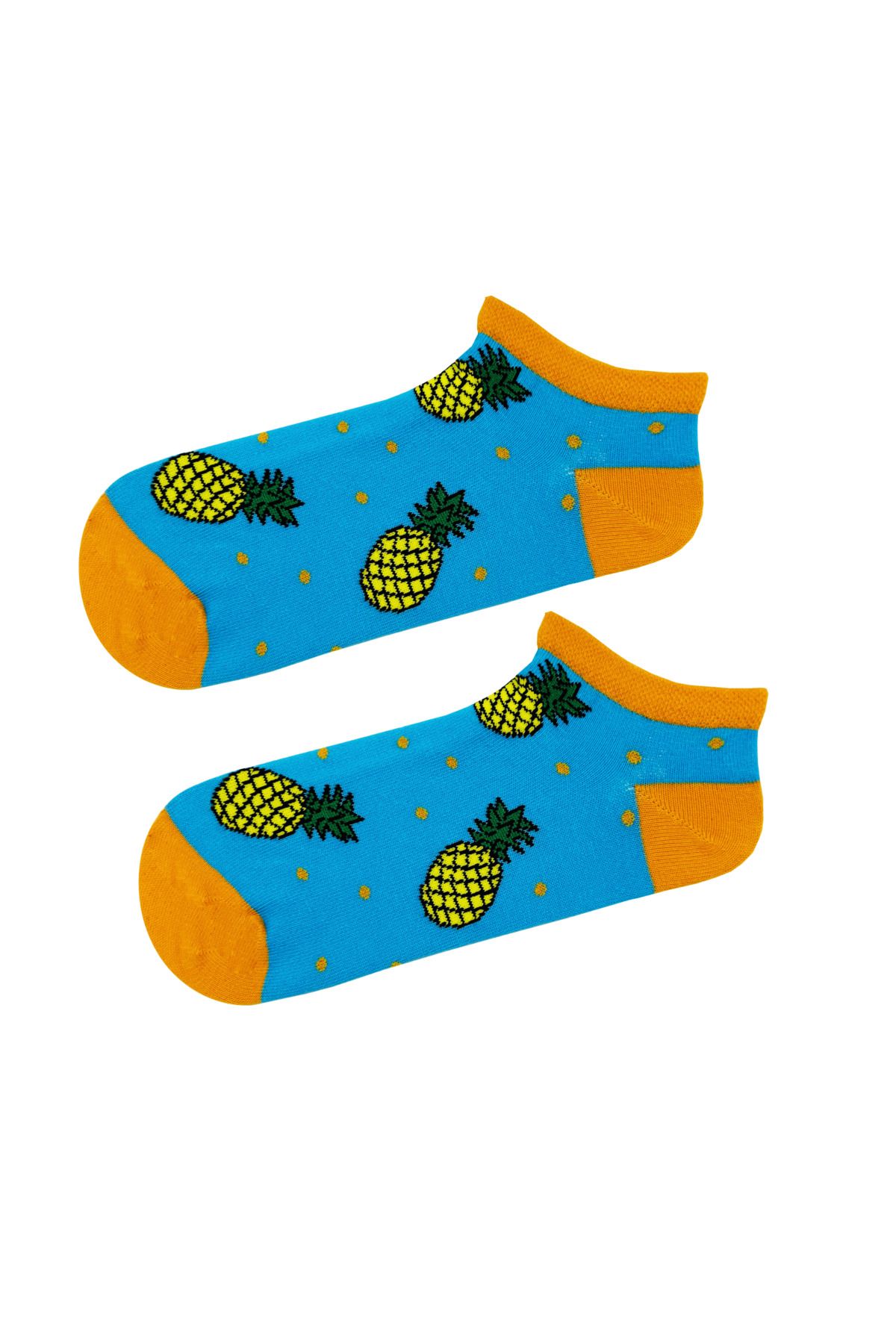 CARNAVAL SOCKS Ananas Desenli Mavi Renkli Patik Çorap