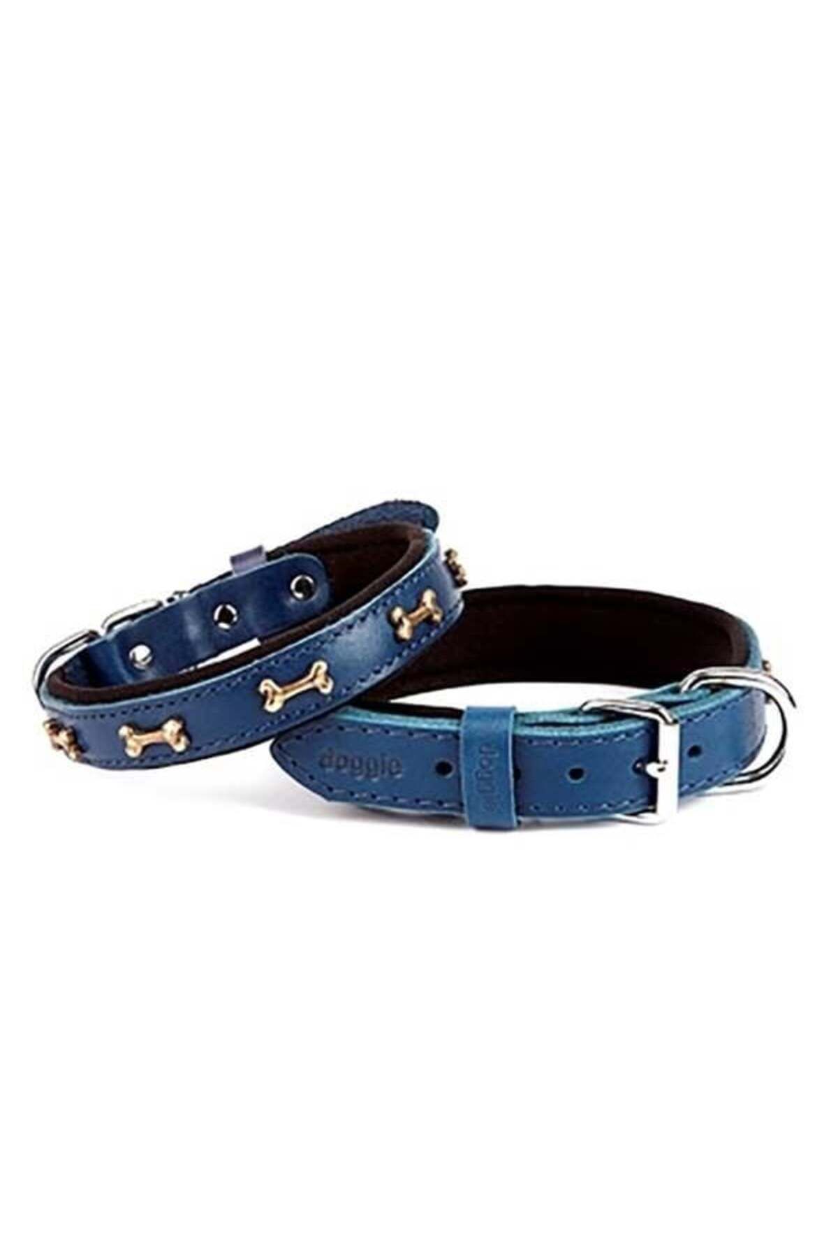 O Dog Doggie Comfort Deri Kemik Süslü Köpek Boyun Tasması Small Mavi 2x30-35 Cm - Petshopundan