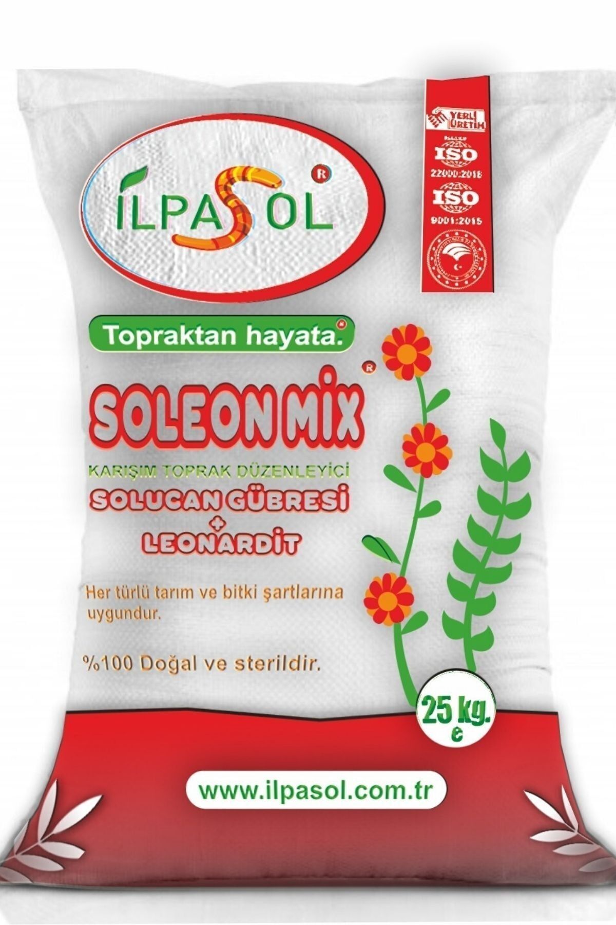 ilpasol Soleonmix Solucan Gübresi Leonardit Karışmlı Organik Toprak Düzenleyici Gübre 25kg