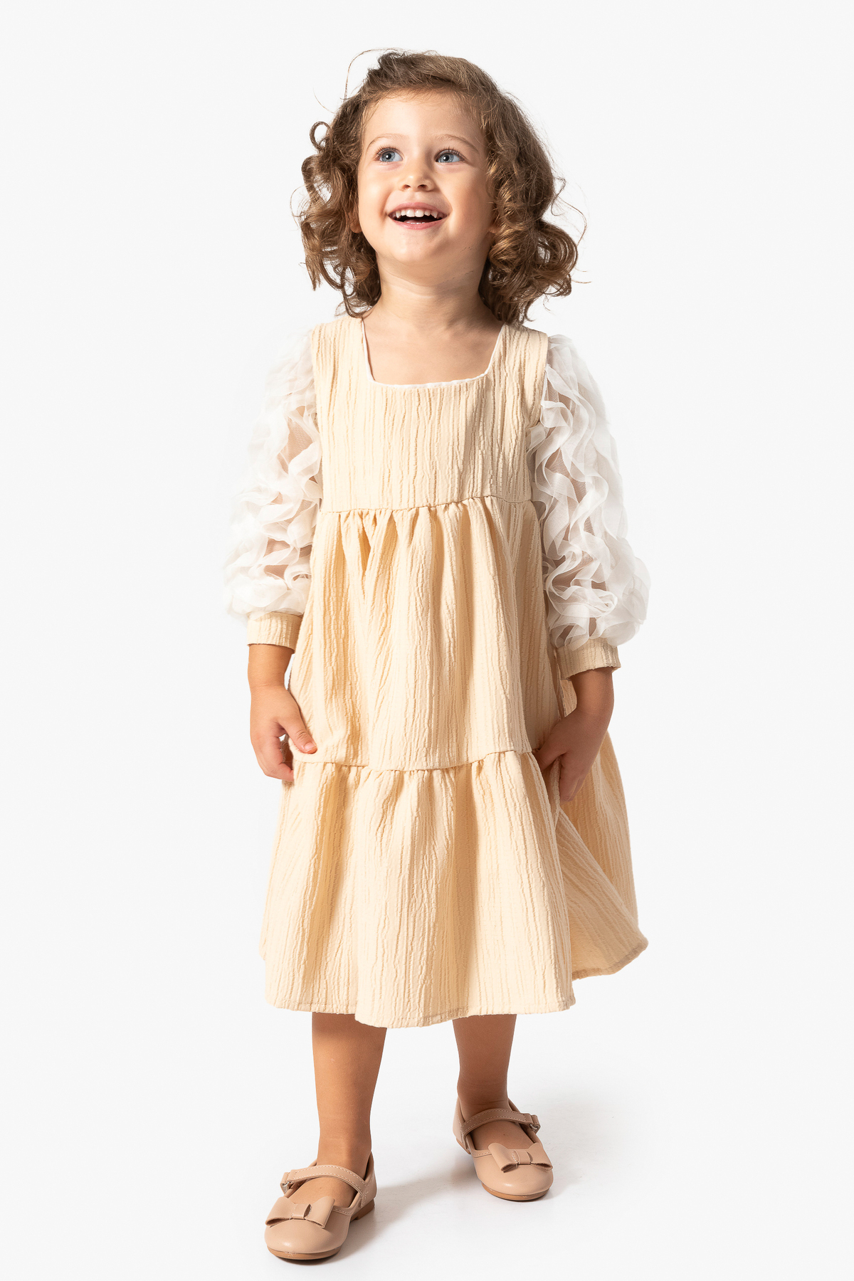 Baby Animals Kız Bebek Elbise Kız Çocuk Elbise Doğum Günü Parti Düğün Tütü Tüllü Uzun Kollu Astarlı Elbise fotoğrafı 3 (önizleme)