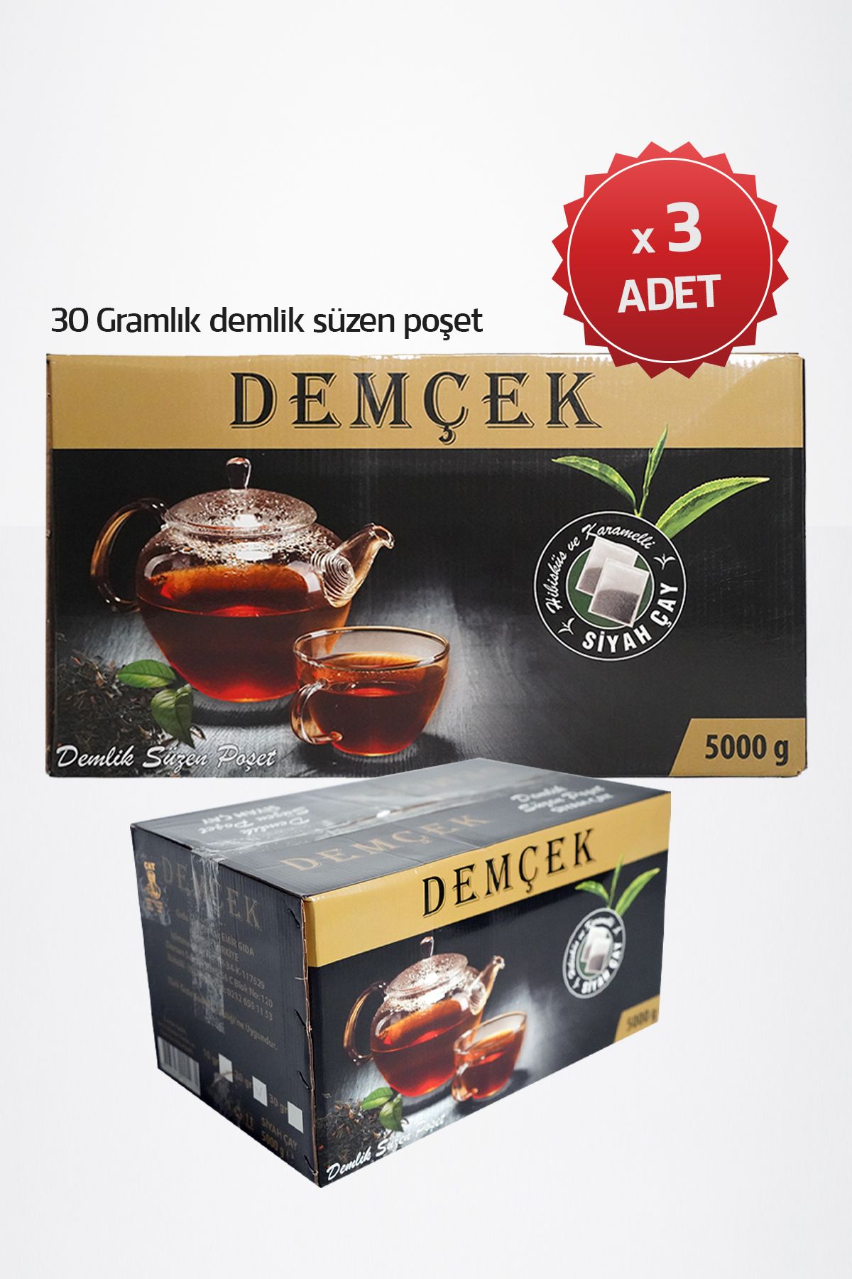 demçek DEMLİK POŞET ÇAY (30GR) 5000G X 3LÜ AVANTAJ PAKET