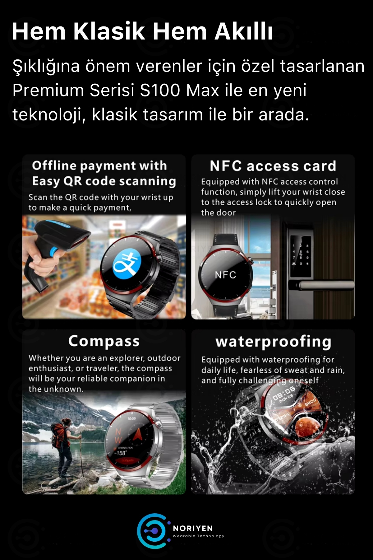 Premium Serisi 1.62 İnç Yuvarlak Full HD Ekran Spor ve Sağlık Sensörlü Şık IOS Android Akıllı Saat