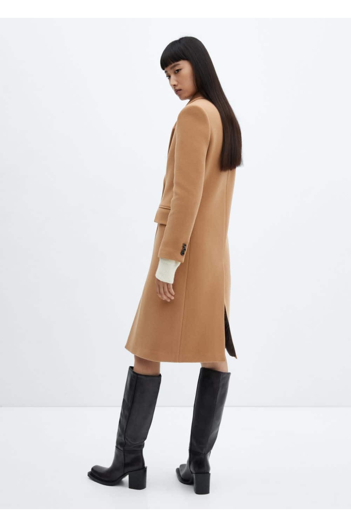 MANGO  Saf yün midi ceket - Görsel 4