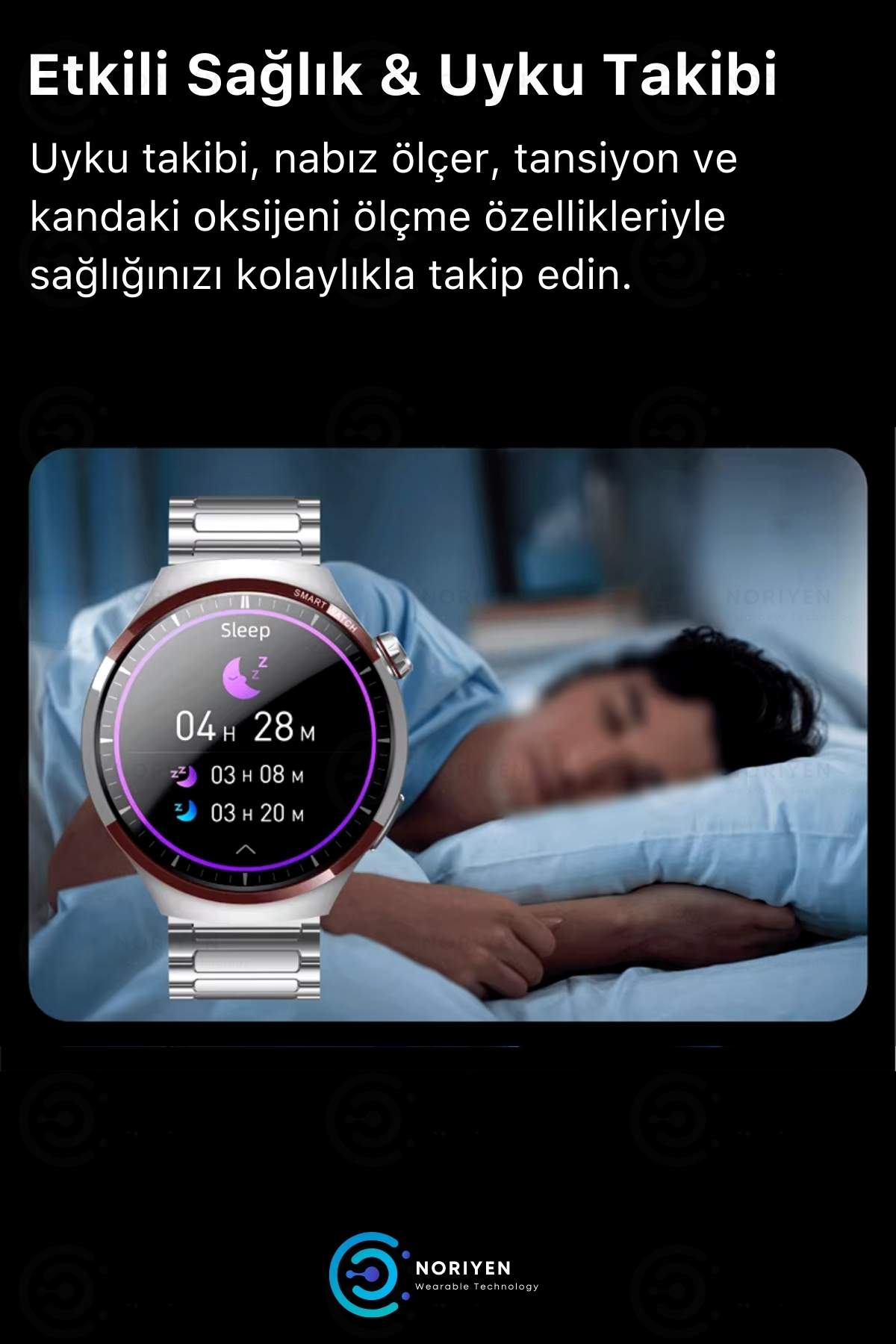 Premium Serisi 1.62 İnç Yuvarlak Full HD Ekran Spor ve Sağlık Sensörlü Şık IOS Android Akıllı Saat