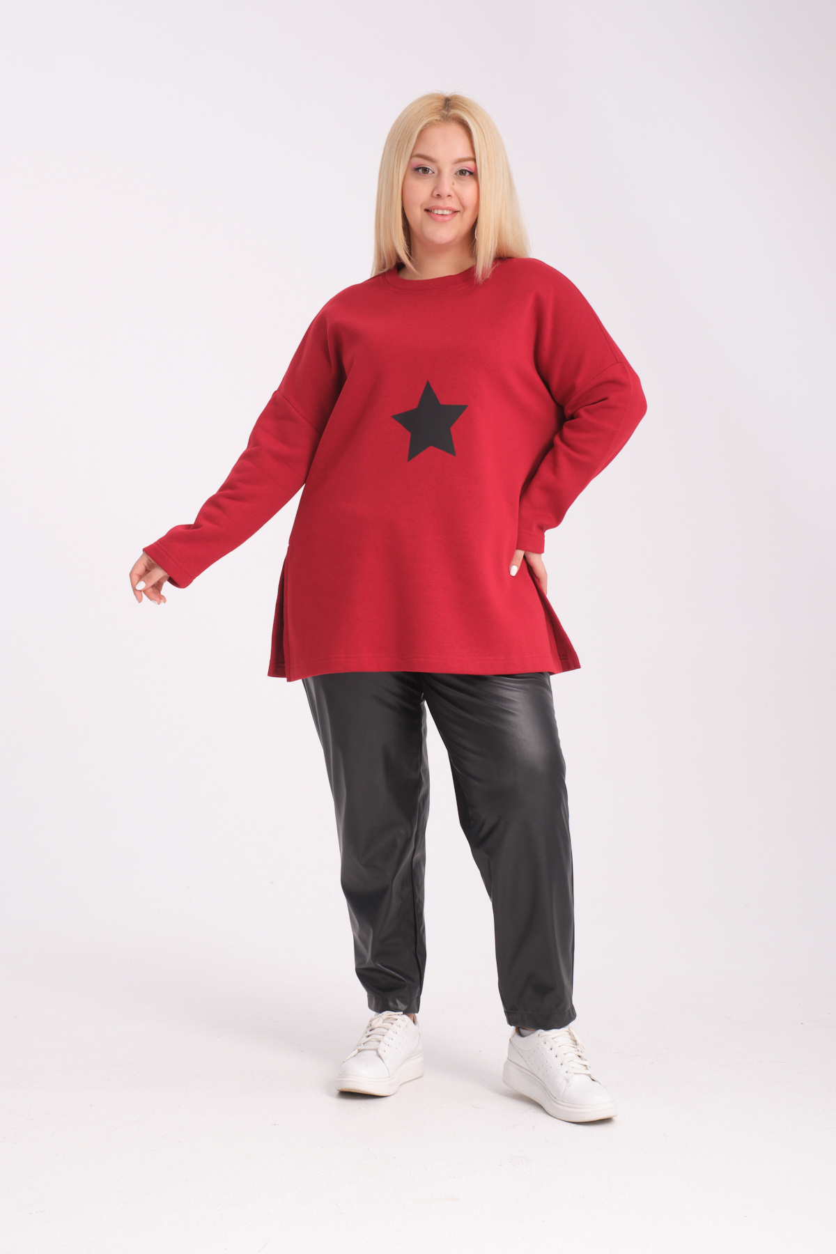 Dejabrew Jeans-سويت شيرت أحمر بطبعة نجوم 3 خيوط - A033-1 3