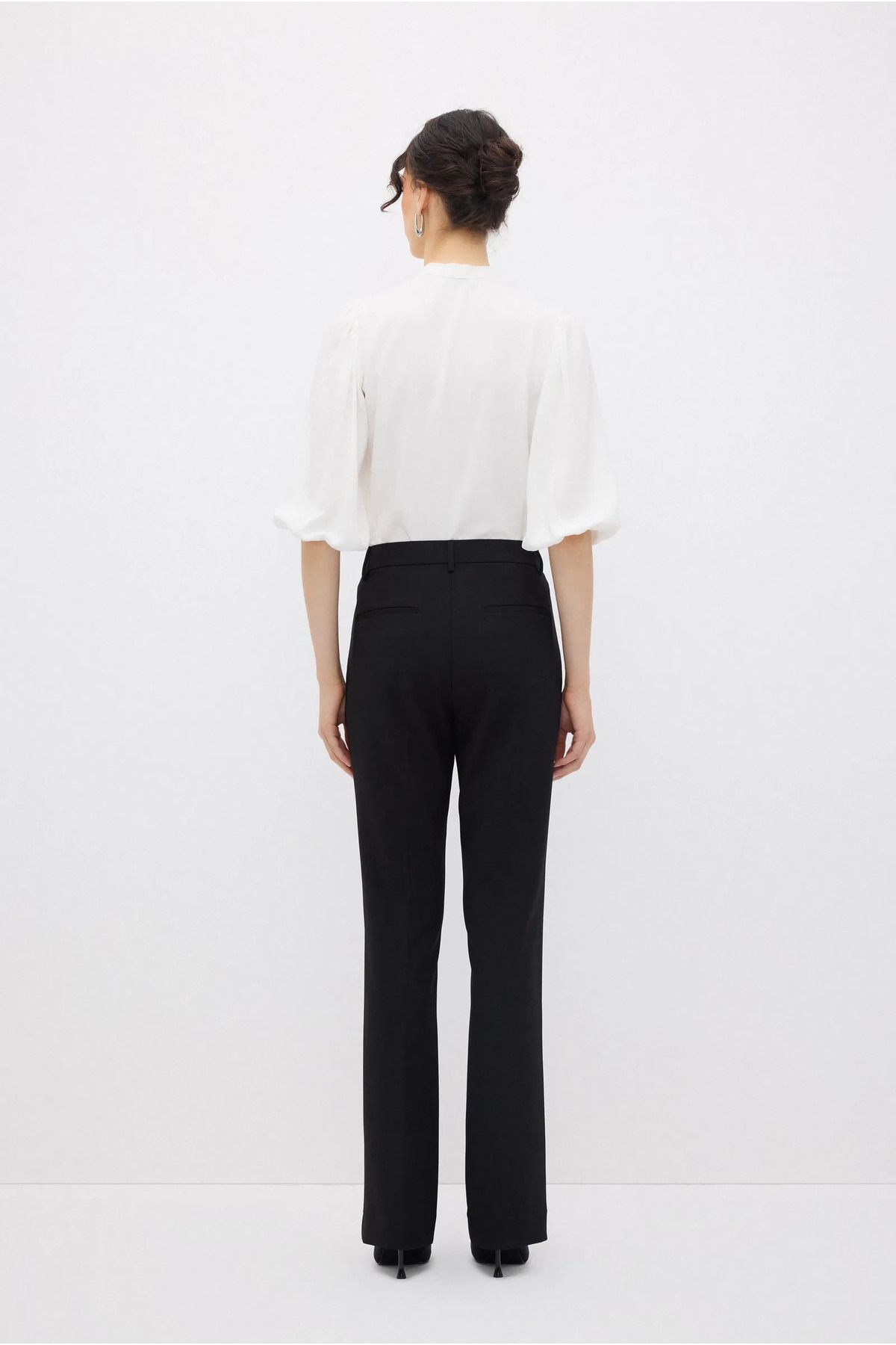 Fiore Viola-Women's Pant with Pocket Wide Leg Classic Belt Ful Flexible Gabardin Fabric 6
