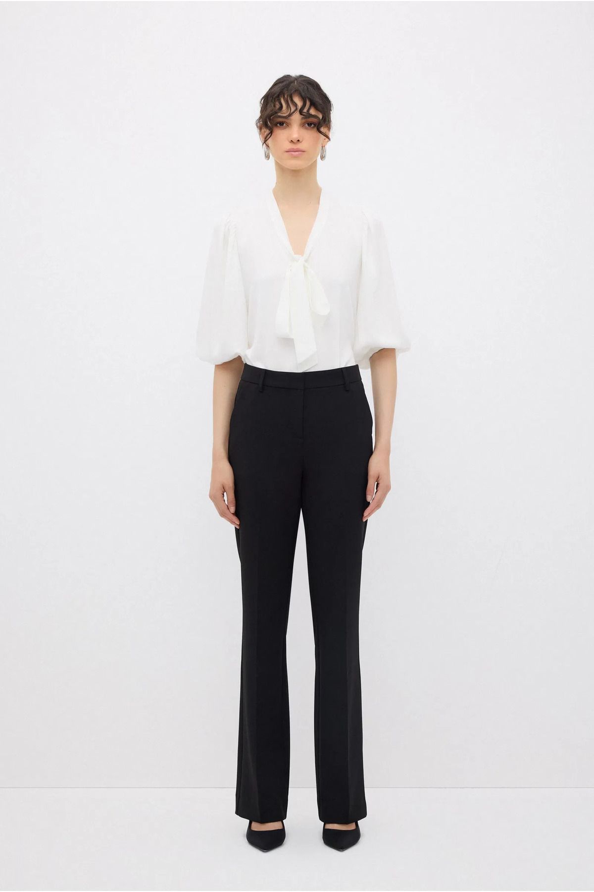 Fiore Viola-Women's Pant with Pocket Wide Leg Classic Belt Ful Flexible Gabardin Fabric 5