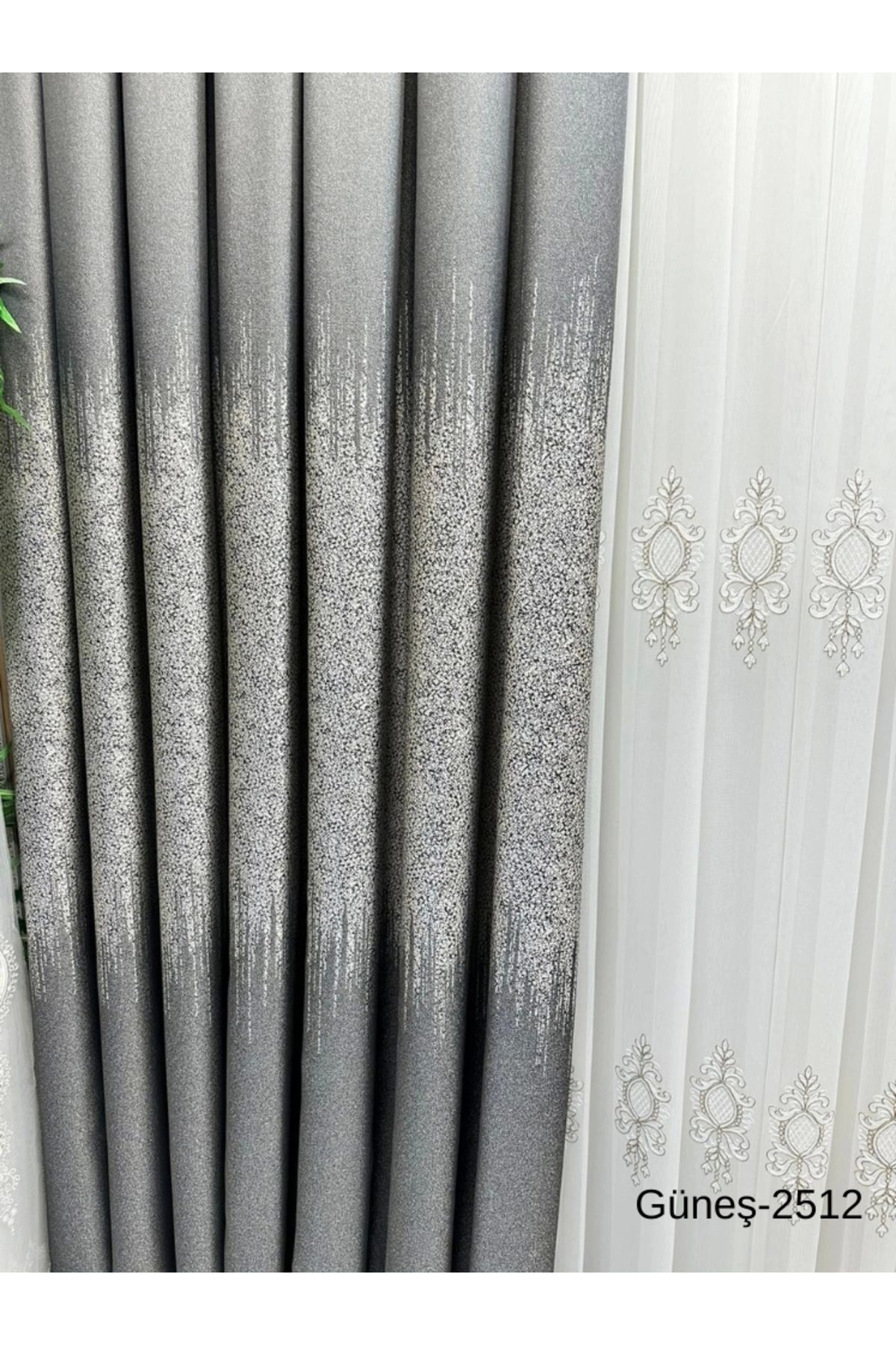 NİVEMESHOME-Nivemeshome Sun Ft632121 Anthracite V-2512 1/3 Frequent Pleated Background Curtain Apm 4