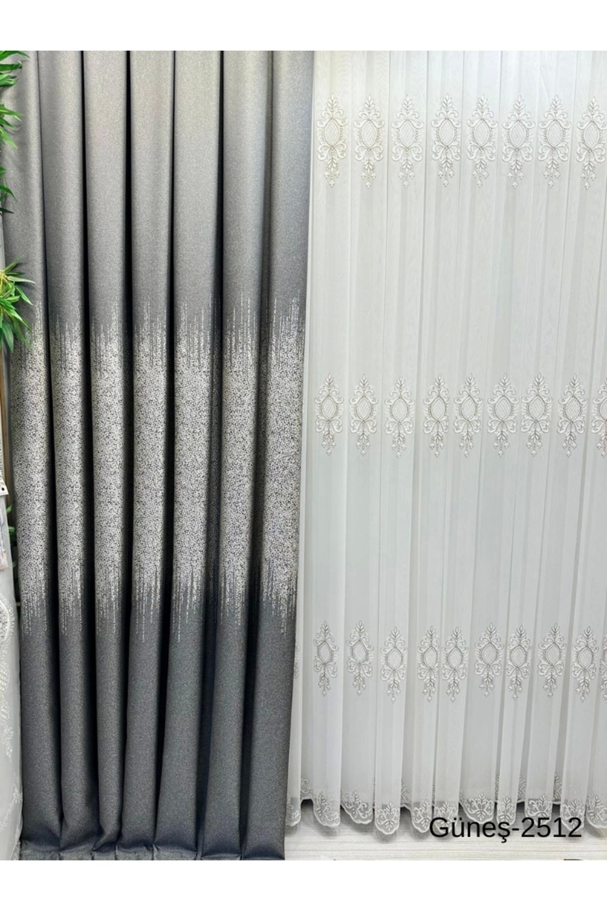 NİVEMESHOME-Nivemeshome Sun Ft632121 Anthracite V-2512 1/3 Frequent Pleated Background Curtain Apm 3