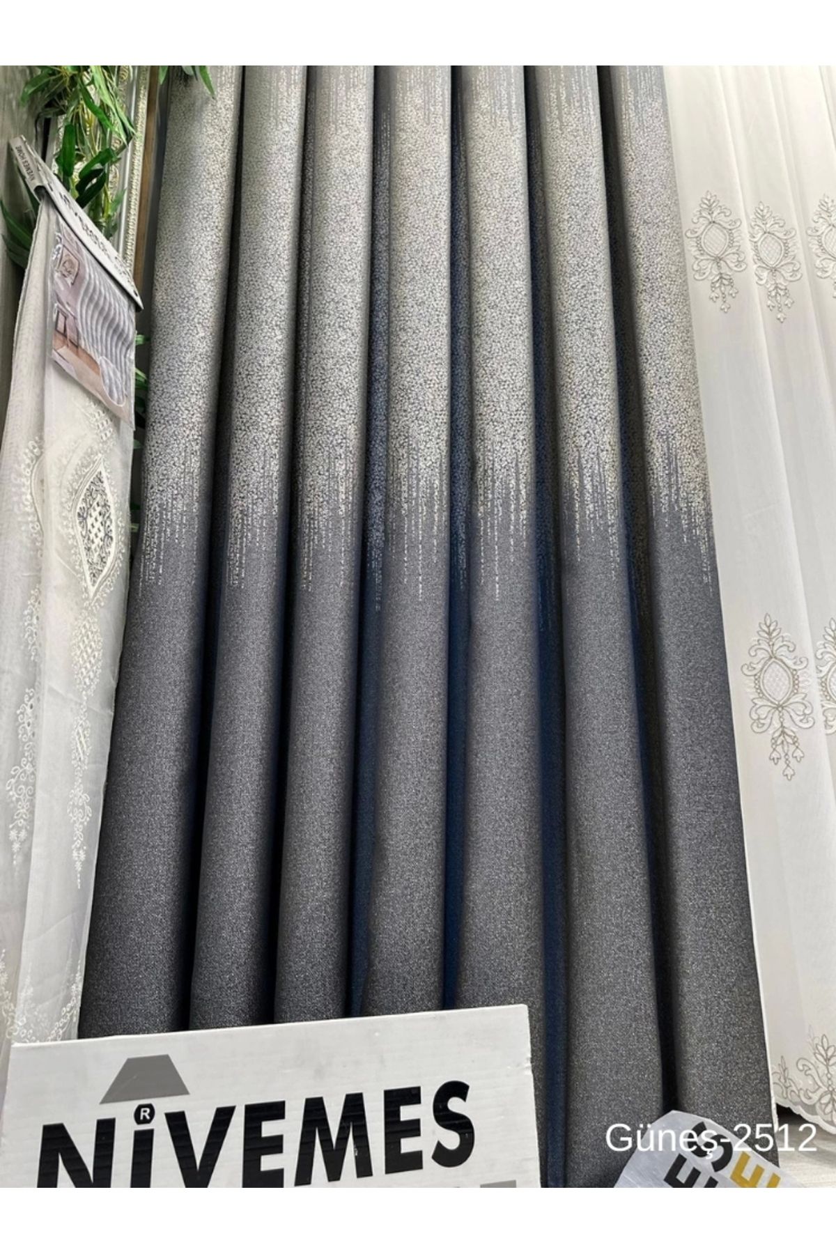 NİVEMESHOME-Nivemeshome Sun Ft632121 Anthracite V-2512 1/3 Frequent Pleated Background Curtain Apm 7