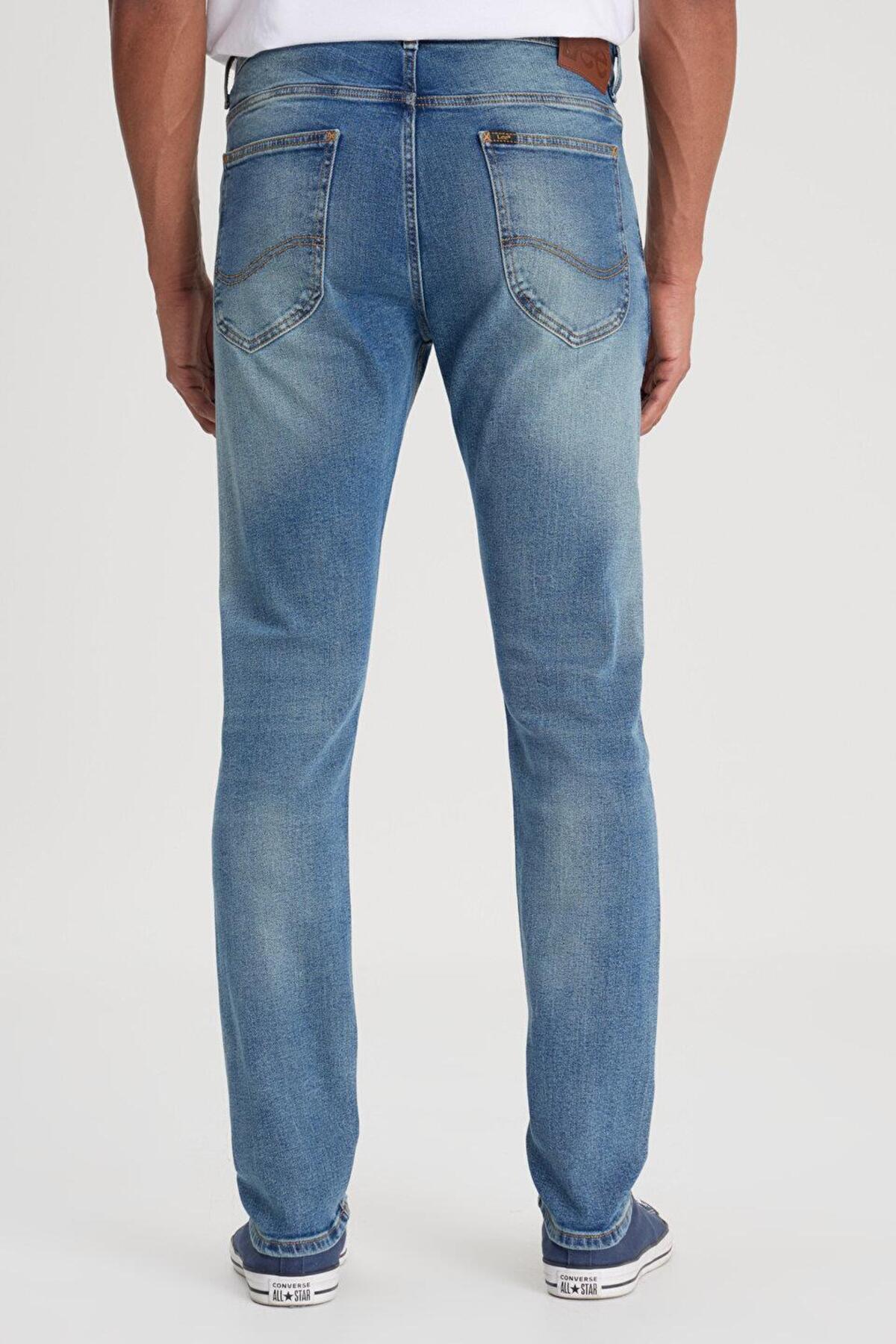Lee  Slim Fit Dar Kesim Normal Bel Dar Paça Luke Mavi Jean Kot Pantolon - Görsel 2