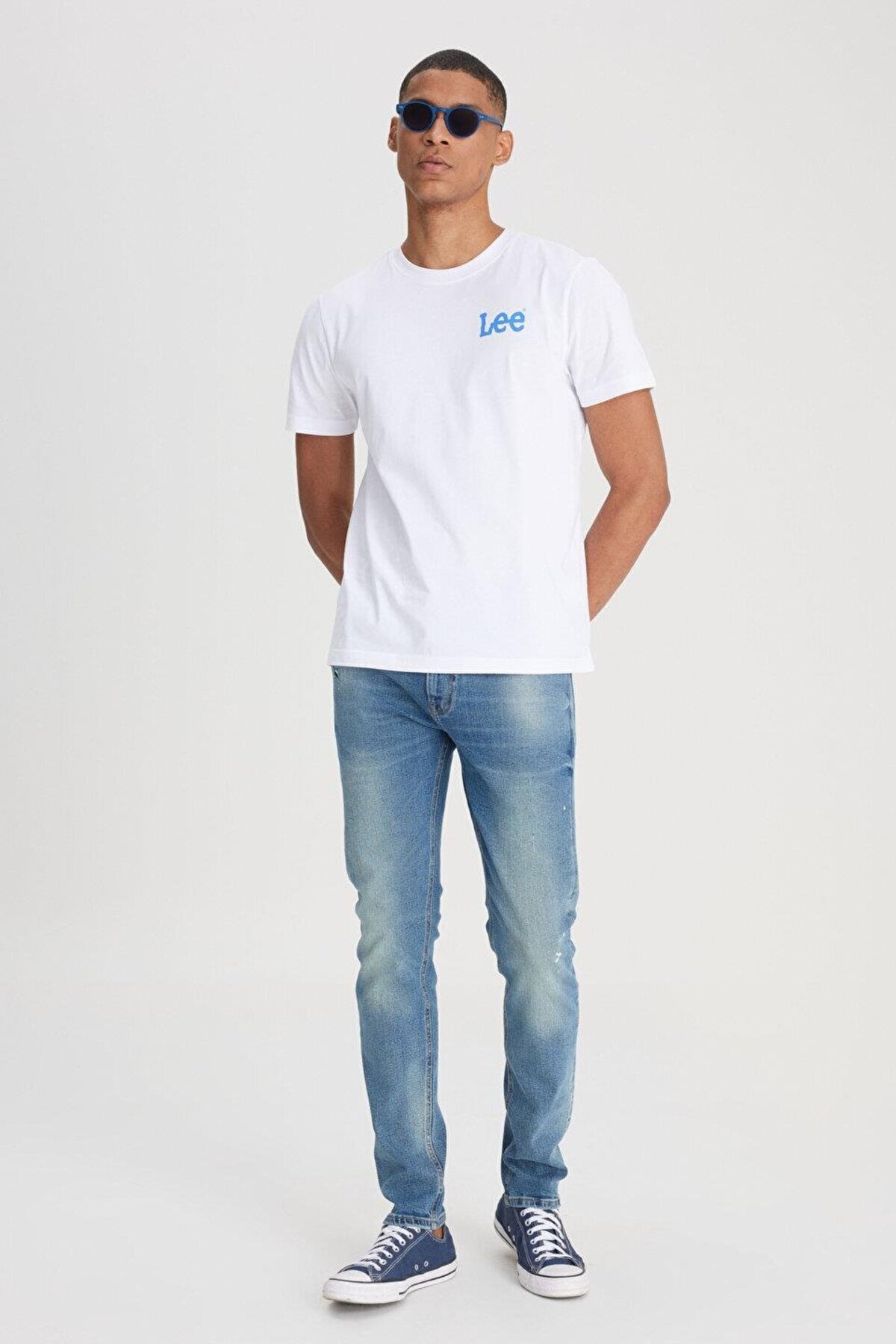 Lee  Slim Fit Dar Kesim Normal Bel Dar Paça Luke Mavi Jean Kot Pantolon - Görsel 5