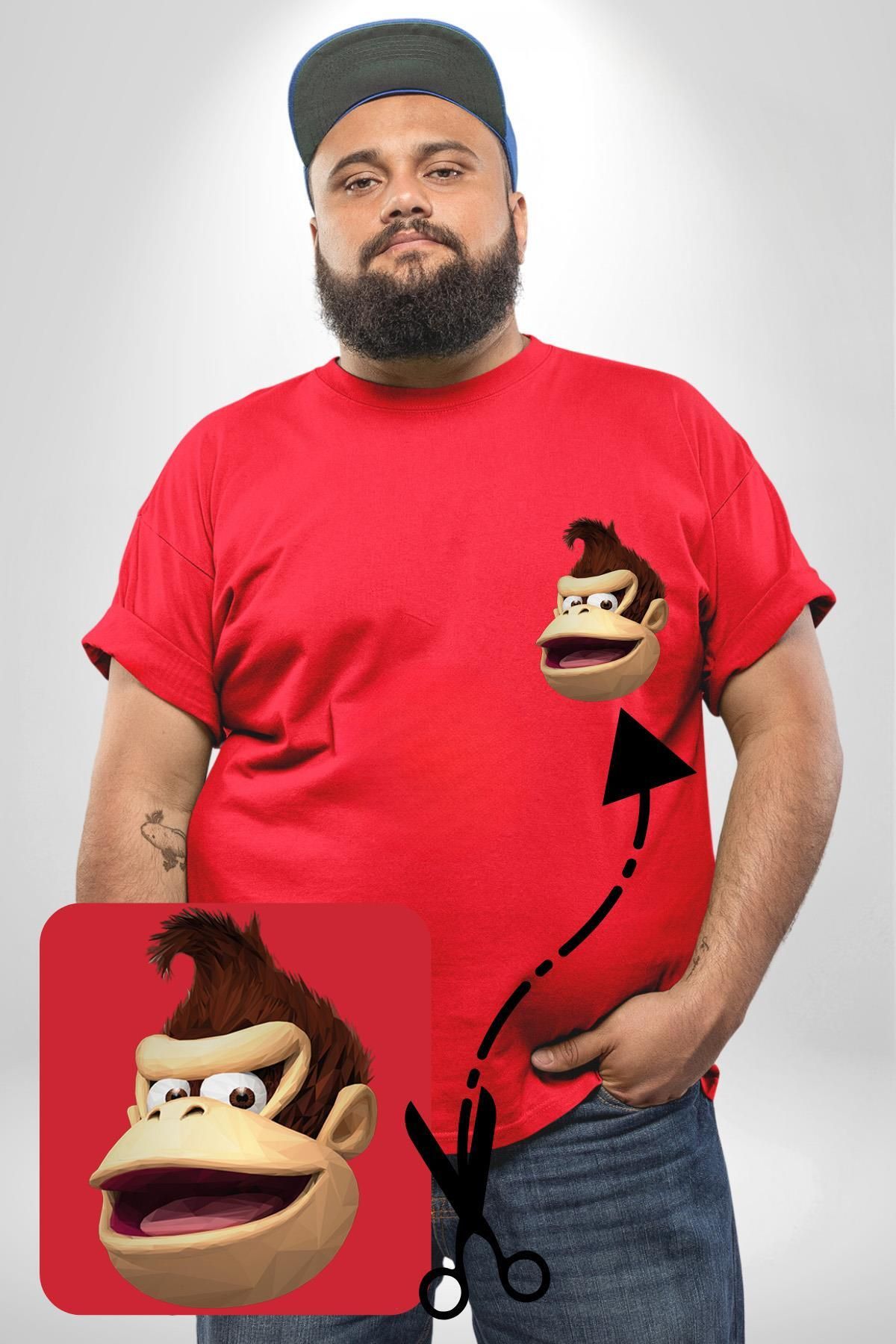 Angemiel-Red Monkey Kingdom Pattern - Large Size Basic T-Shirt 1