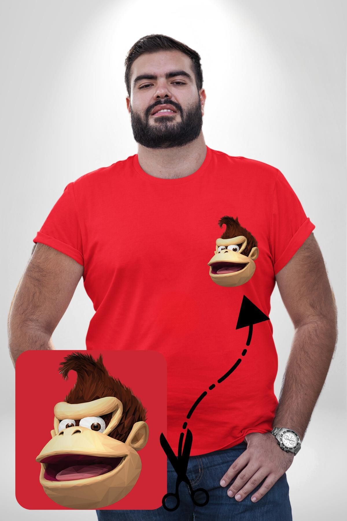 Angemiel-Red Monkey Kingdom Pattern - Large Size Basic T-Shirt 4