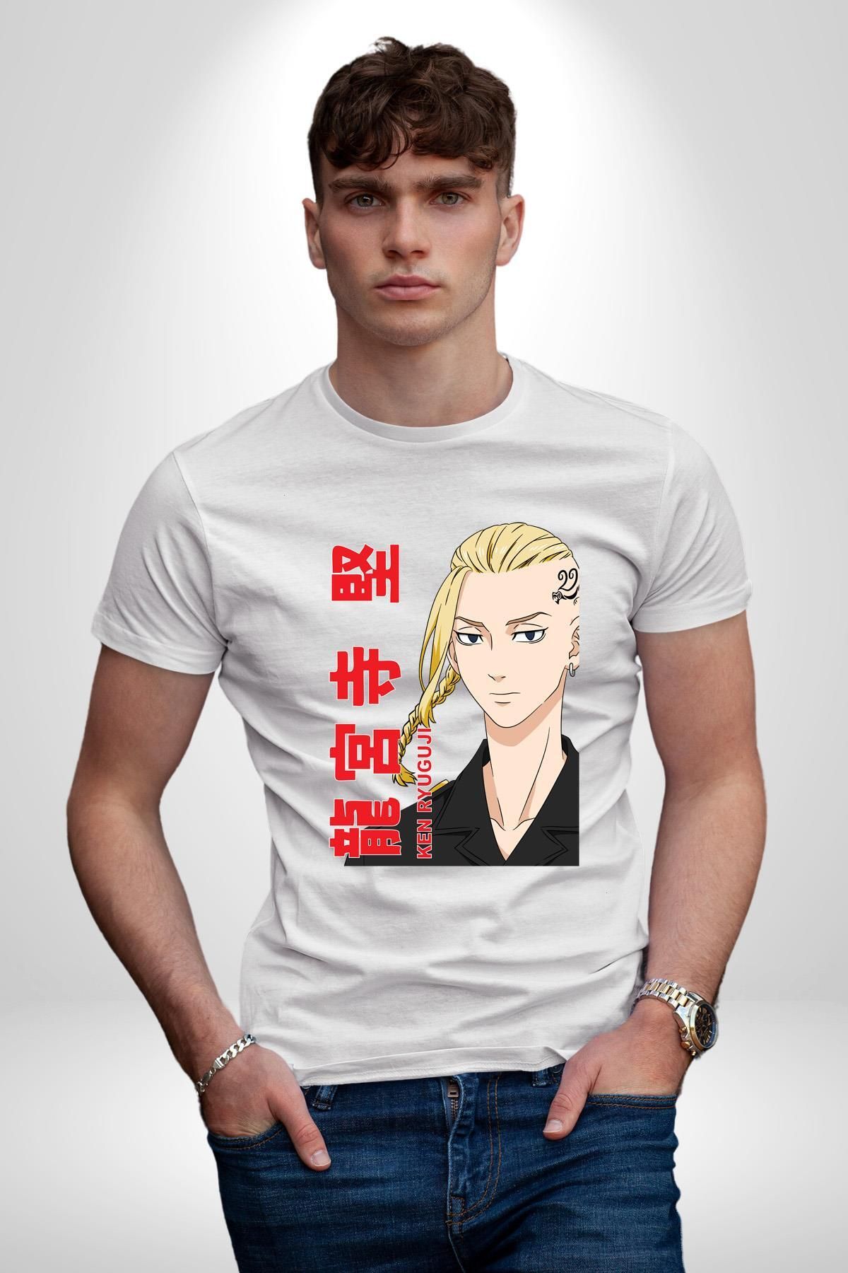 Angemiel-Ken Ryugujı Anime - Tokyo Avengers Unisex White T-Shirt Combed Cotton, High Design 1