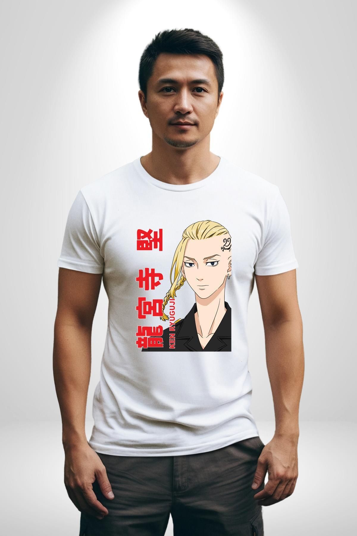 Angemiel-Ken Ryugujı Anime - Tokyo Avengers Unisex White T-Shirt Combed Cotton, High Design 7