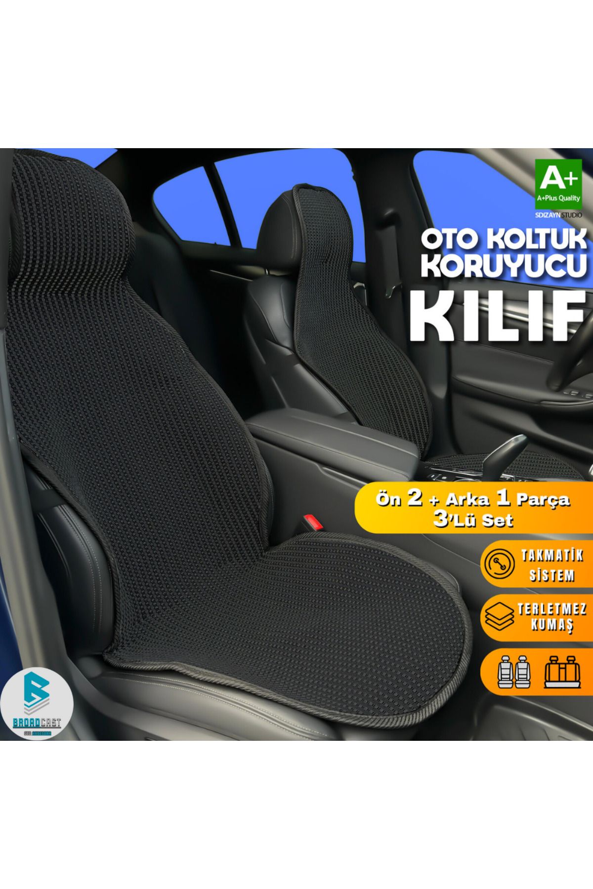 Oto Koltuk Koruyucu Kılıf  Universal 2+1 Parça Ön Arka A+ Kalite Terletmez