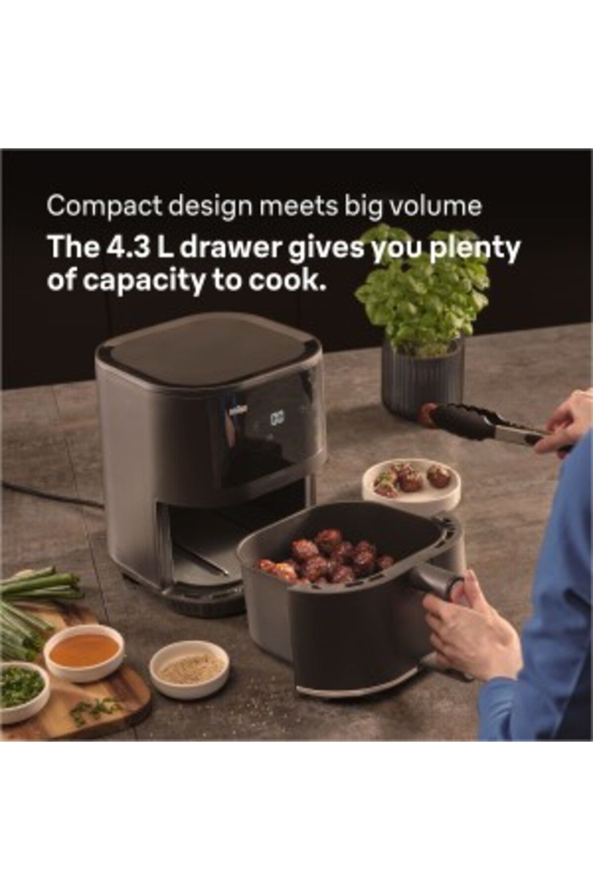 Braun-MultiFry 3 Airfryer 1500W, 4.3L Non stick Drawer, Auto off, 8 Cooking functions - HF 3030 7