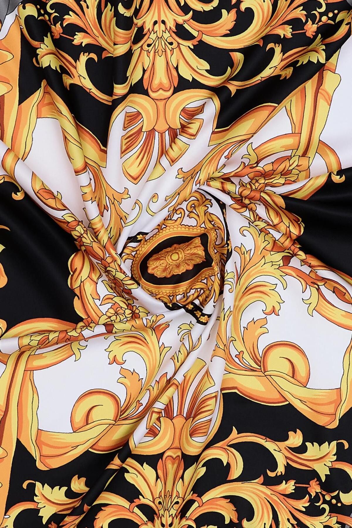 Qef-Silk Patterned Twill Scarf - Ema 6