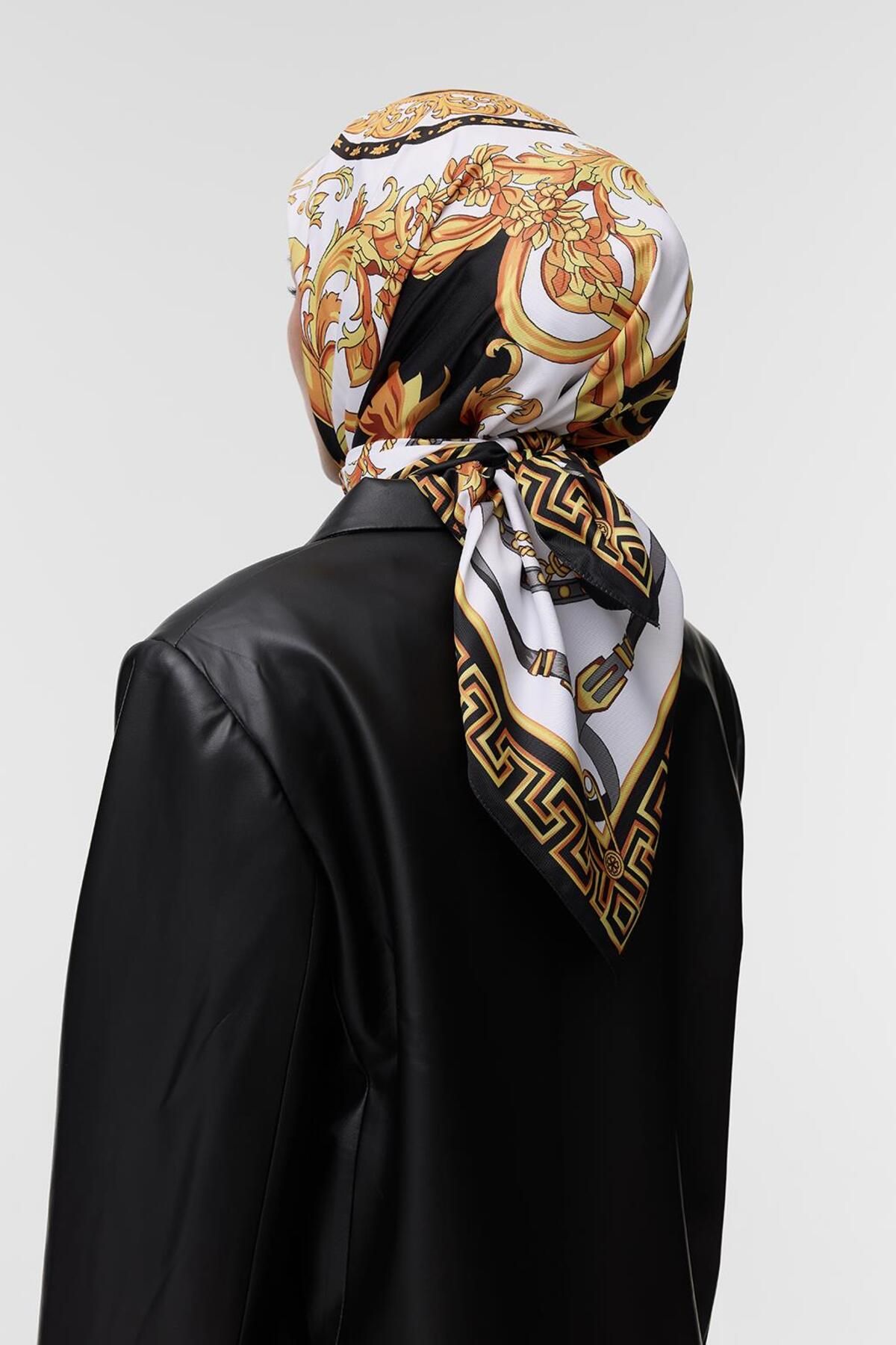 Qef-Silk Patterned Twill Scarf - Ema 5