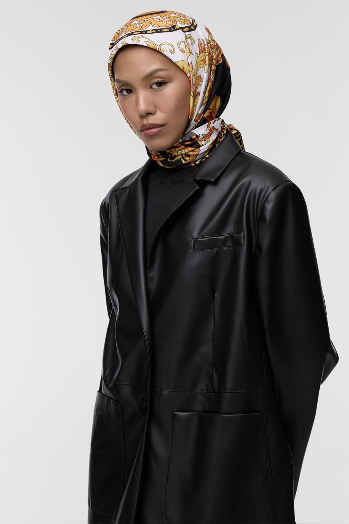 Qef-Silk Patterned Twill Scarf - Ema 3