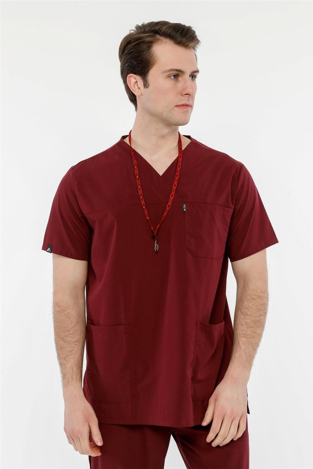 Çatı Medikal-Plus Size Ultralycra Comfy - Lycra Doctor Nurse Jersey Set (Unisex), Burgundy 4